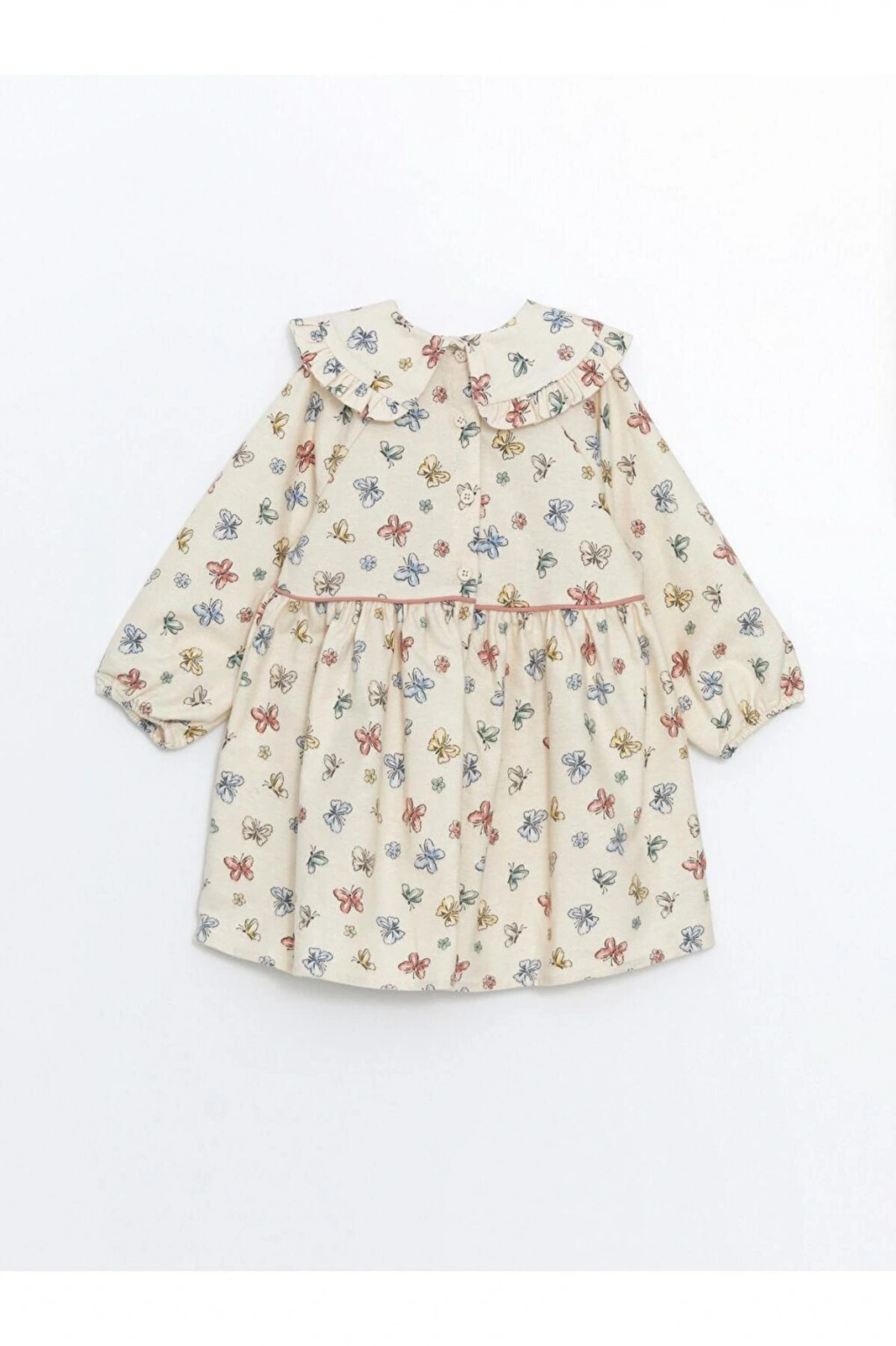 Uzun Kollu Baskılı Kız Bebek Elbise