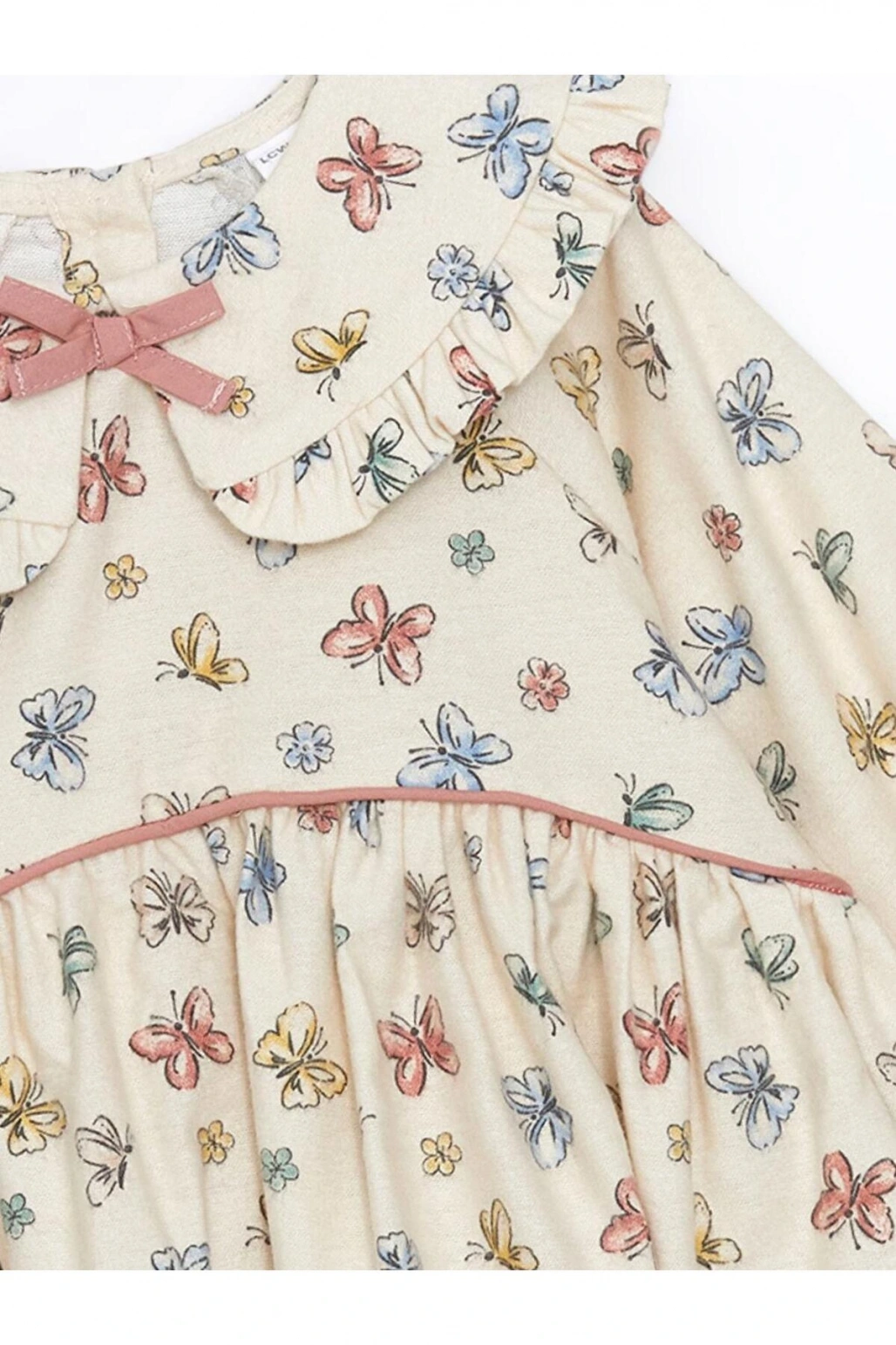 Uzun Kollu Baskılı Kız Bebek Elbise