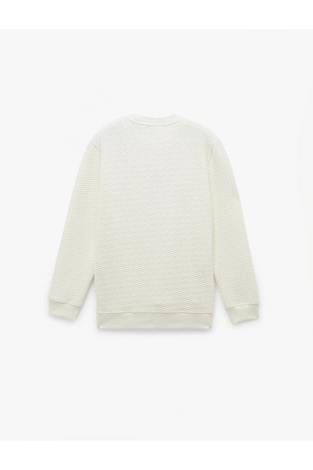 Uzun Kollu Bisiklet Yaka Dokulu İşlemeli Sweatshirt