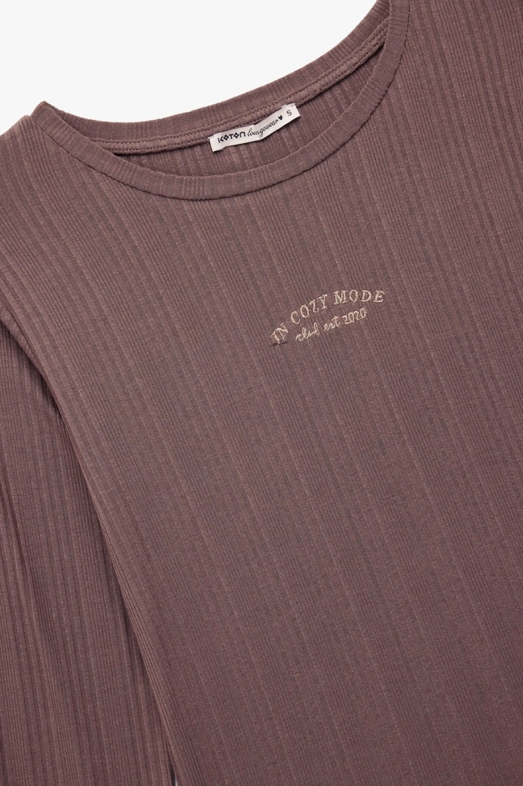 Uzun Kollu Bisiklet Yaka Modal Pijama Üstü