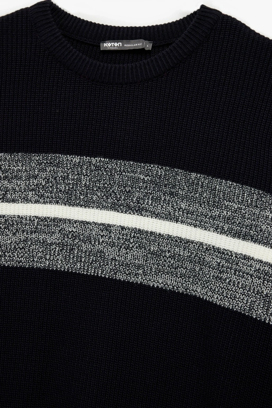 Uzun Kollu Çizgi Detaylı Bisiklet Yaka Kışlık Triko Kazak