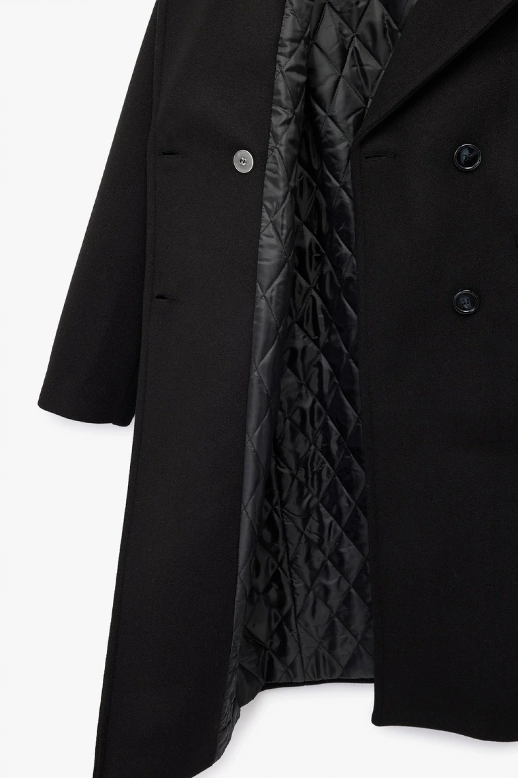 Uzun Kollu Düğmeli Kruvaze Kaşe Kaban