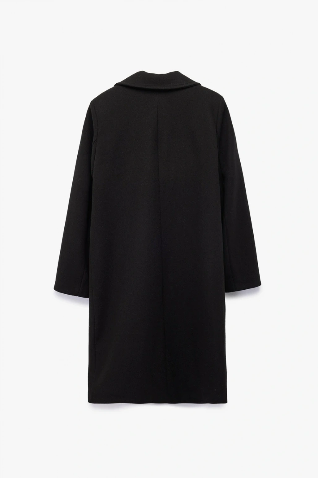 Uzun Kollu Düğmeli Kruvaze Kaşe Kaban