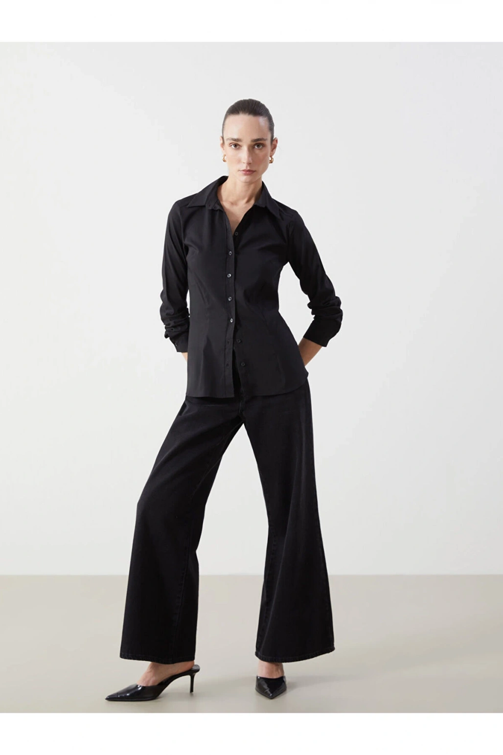 Uzun Kollu Poplin Kadin Gomlek - S5FM49Z8