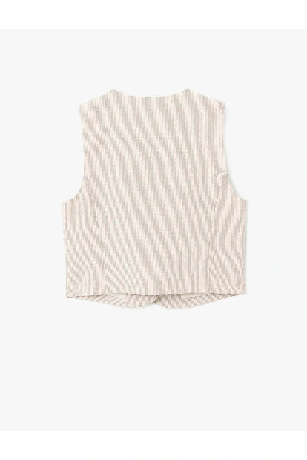 V Yaka Düğmeli Çizgili Blazer Yelek