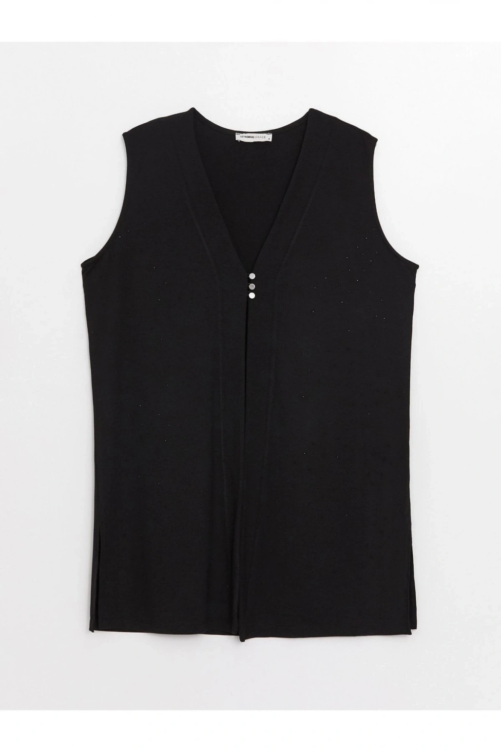 V Yaka Düz Interlok Kadın Yelek