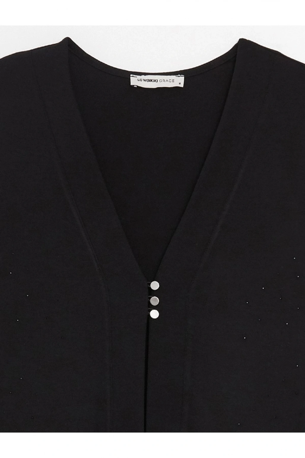 V Yaka Düz Interlok Kadın Yelek