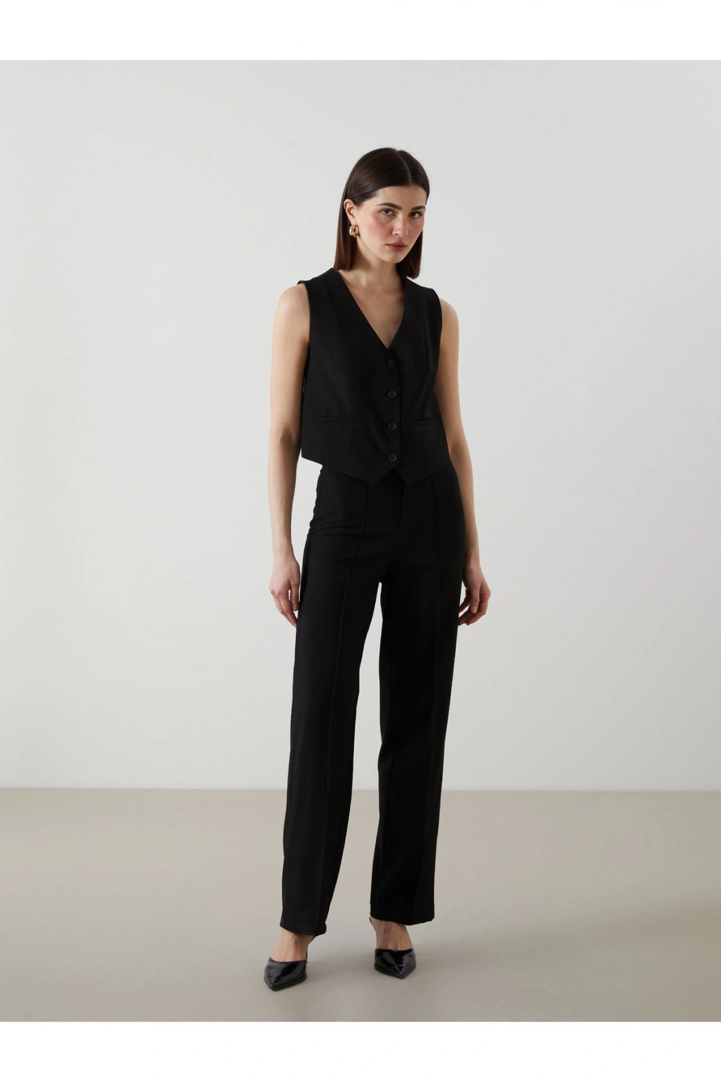 V Yaka Kadın Klasik Yelek