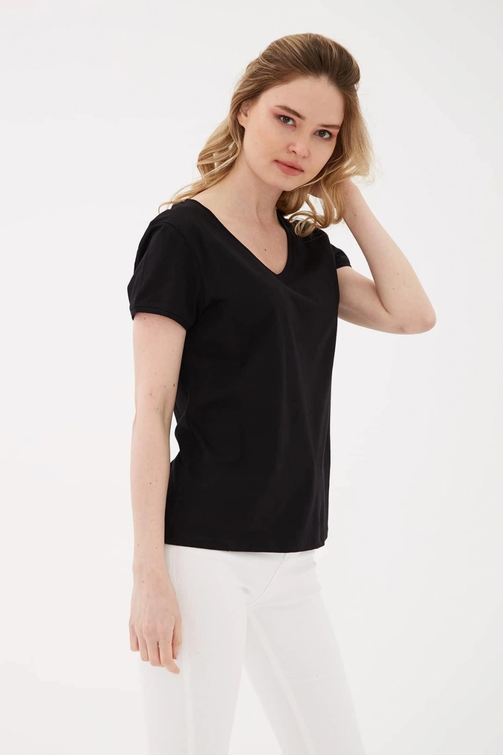 V Yaka T-shirt Siyah / Black