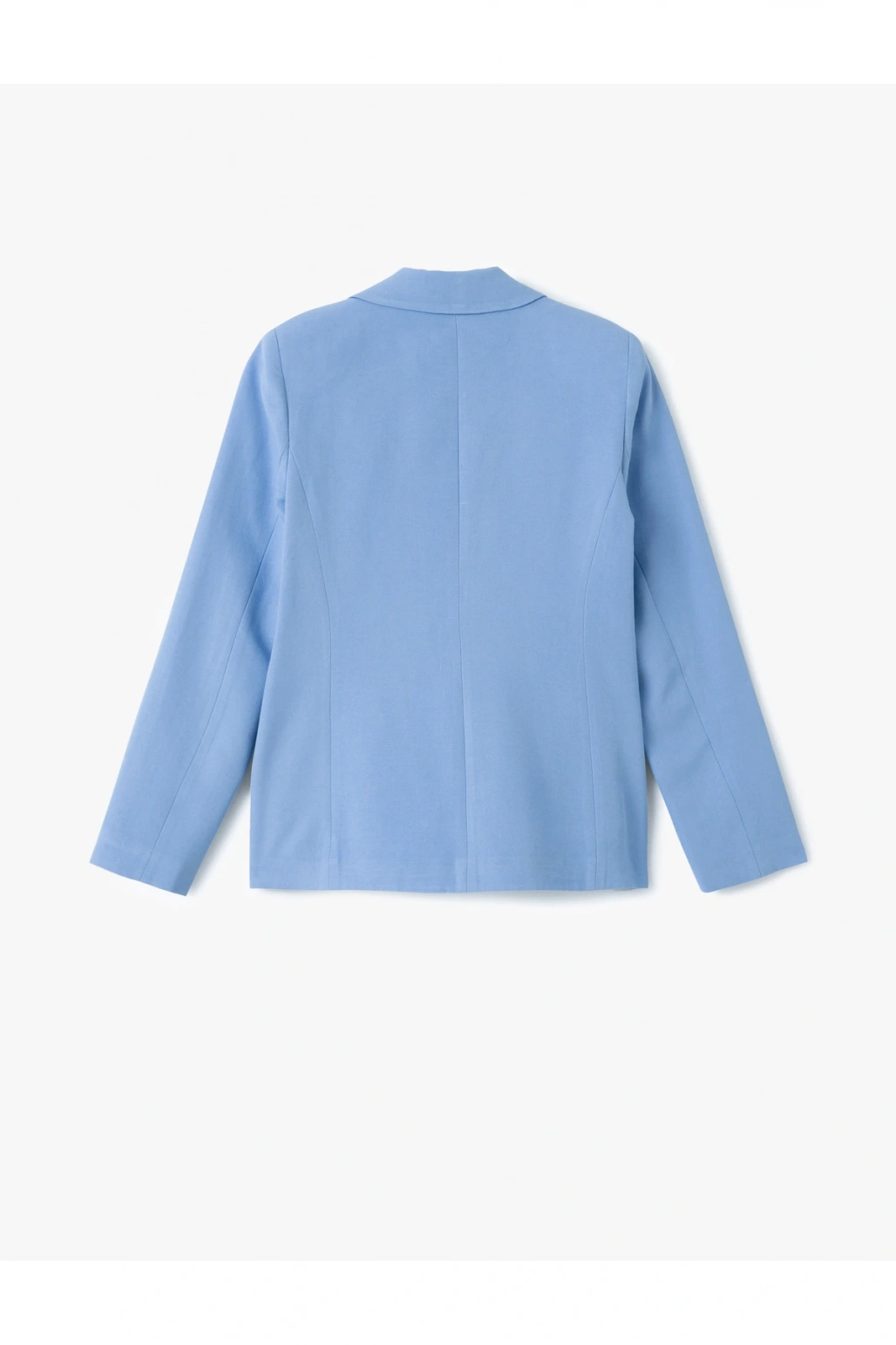 Viskon Keten Karışımlı Düğmeli Uzun Kollu Cepli Kruvaze Blazer Ceket