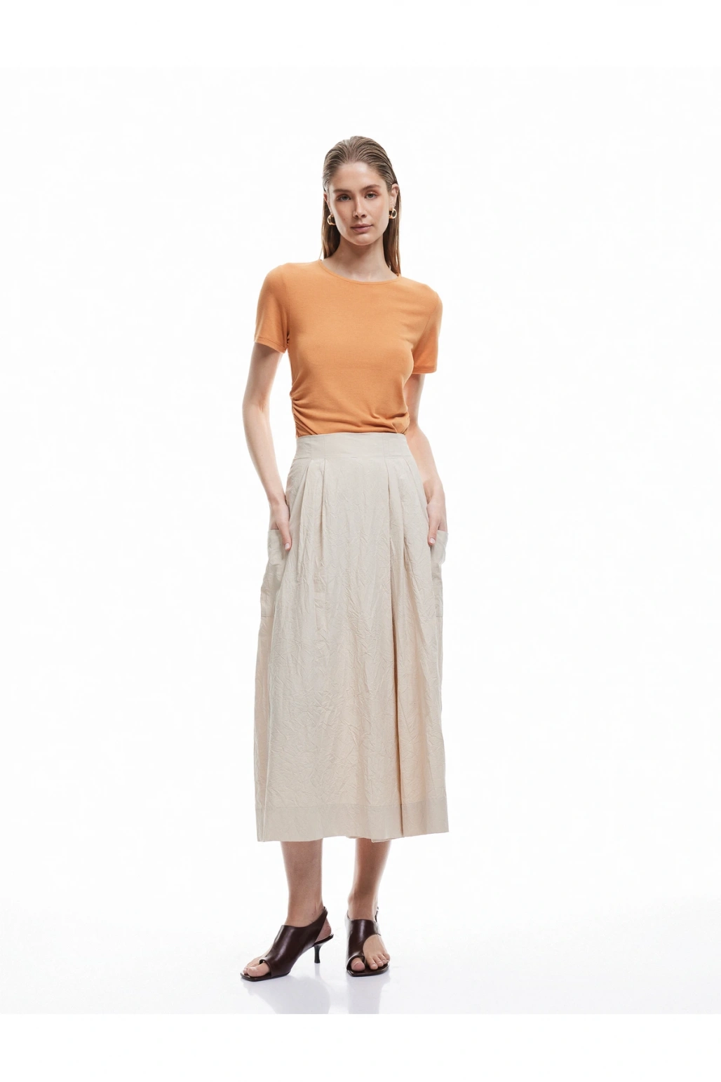 X Sima Tarkan - Rahat Kalıp Cepli Poplin Etek Pantolon