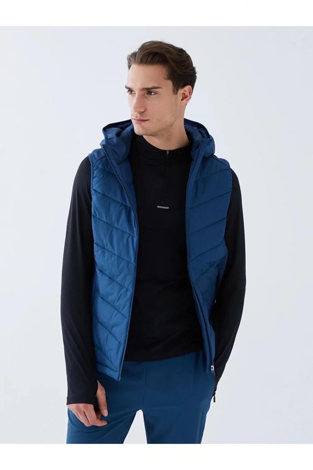 XSIDE ACTIVE Indigo Standart Kalıp Kapüşonlu Erkek Şişme Yelek