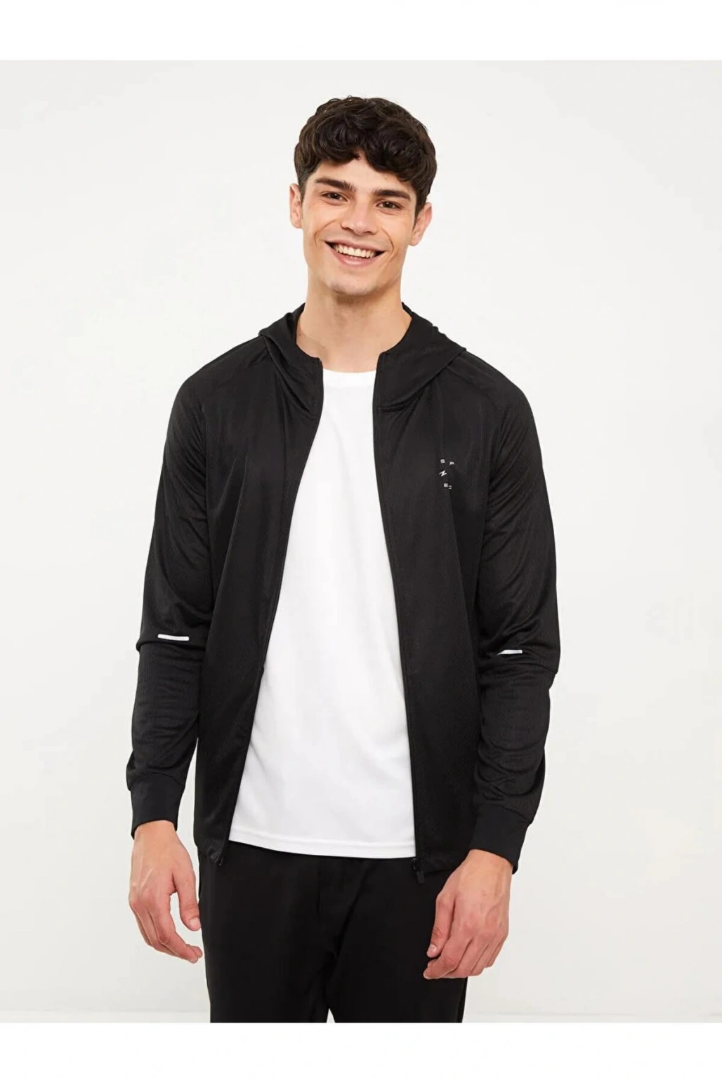 XSIDE ACTIVE Siyah Slim Fit Kapüşonlu Erkek Spor Hırka