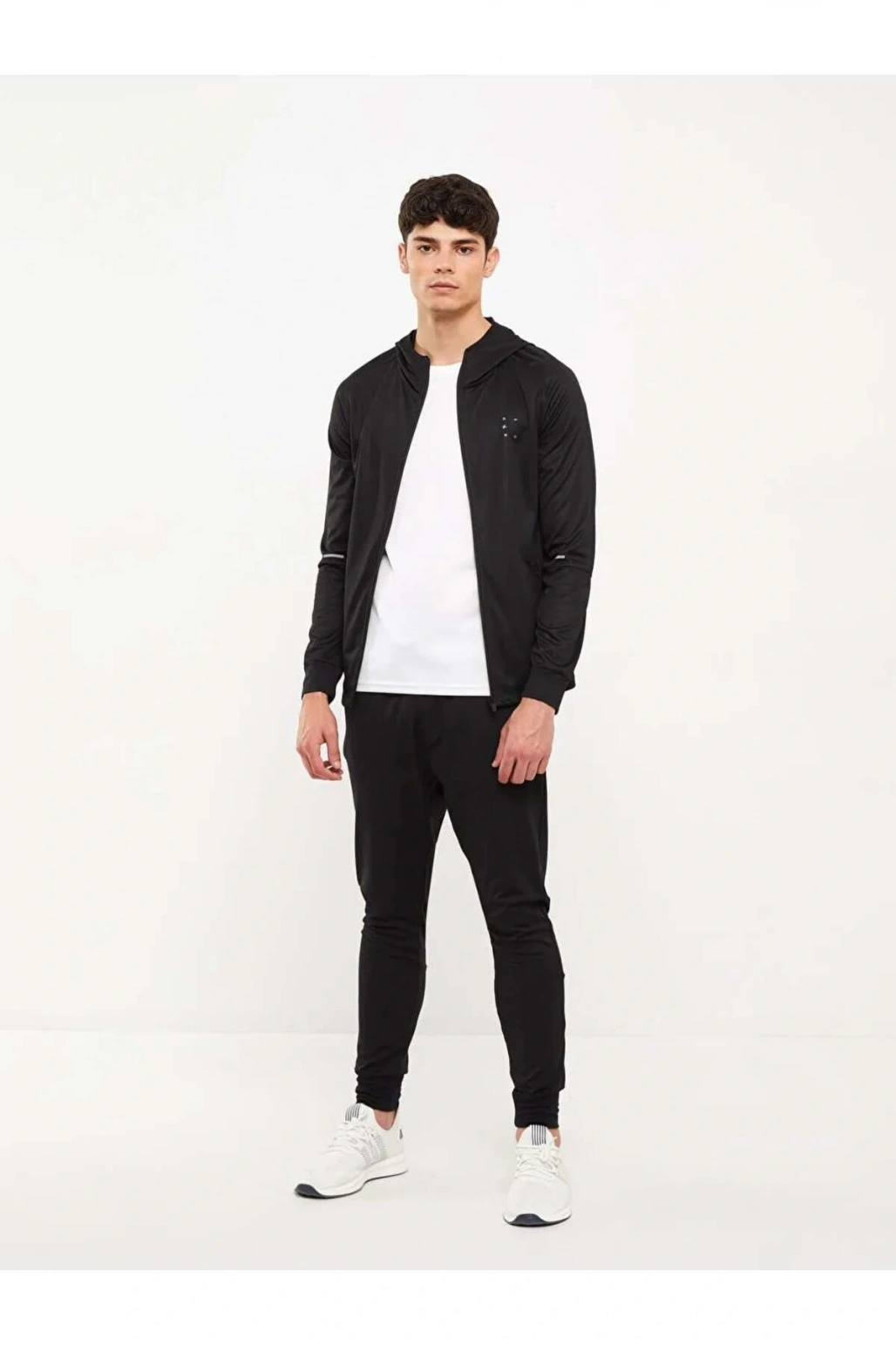 XSIDE ACTIVE Siyah Slim Fit Kapüşonlu Erkek Spor Hırka