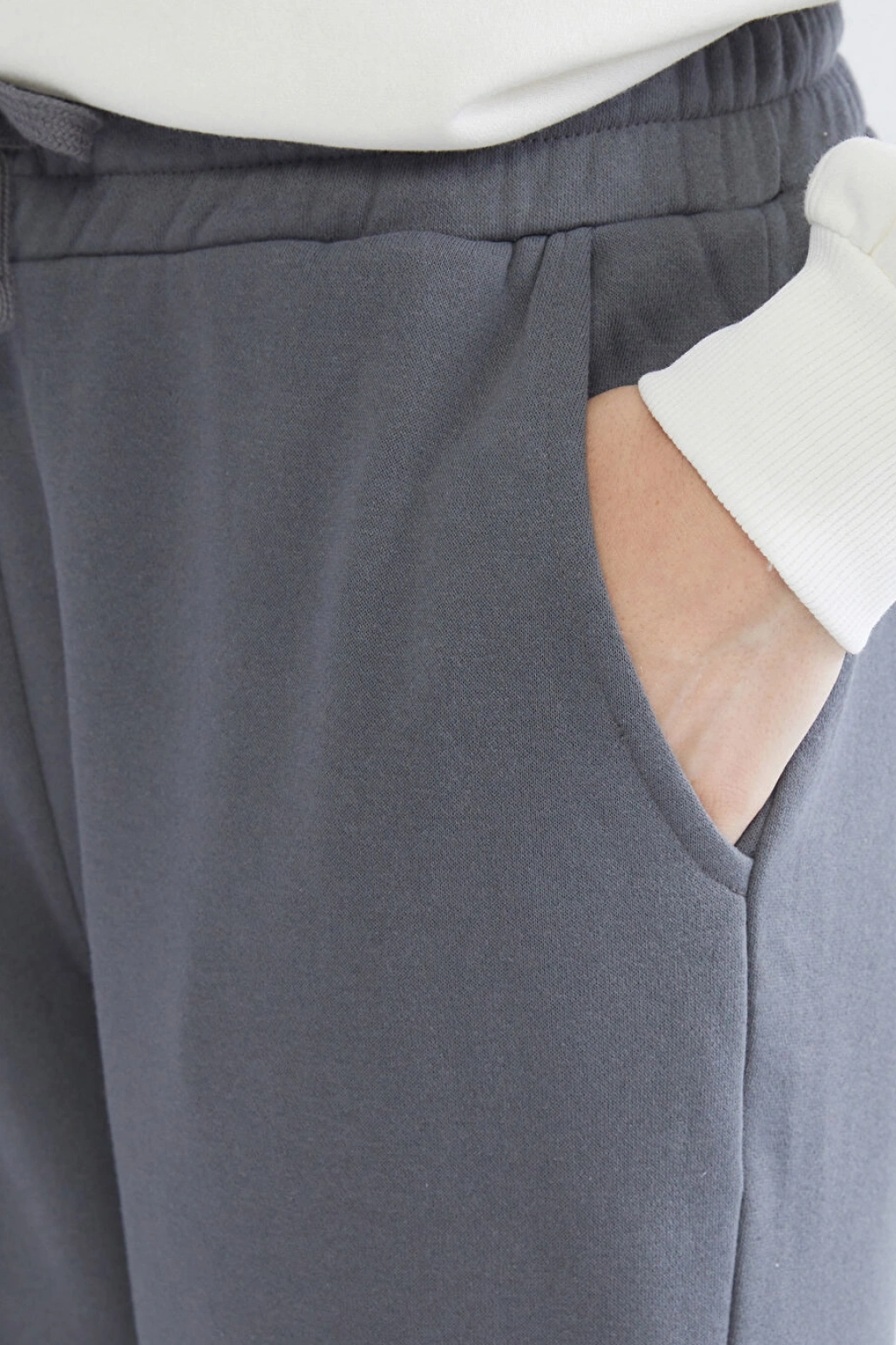 XSIDE Antrasit Beli Lastikli Kadın Kalın Jogger Eşofman Altı