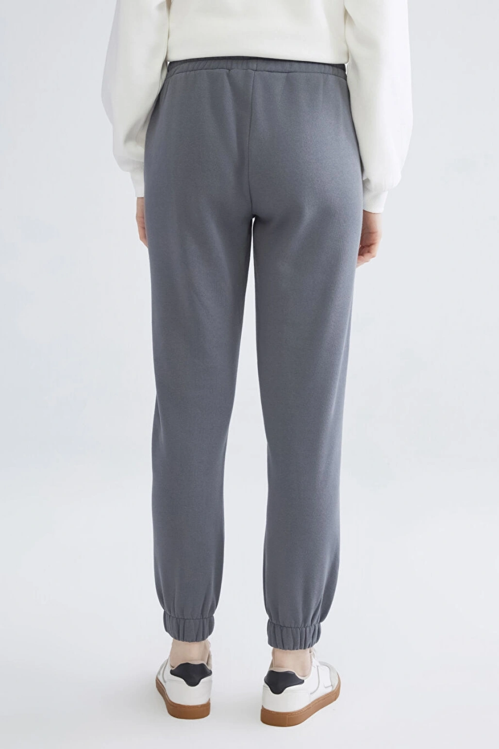 XSIDE Antrasit Beli Lastikli Kadın Kalın Jogger Eşofman Altı