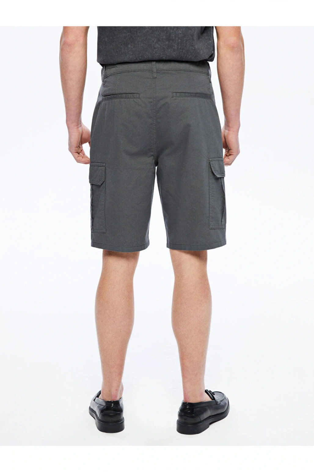 XSIDE Antrasit Standart Kalıp Gabardin Erkek Kargo Şort