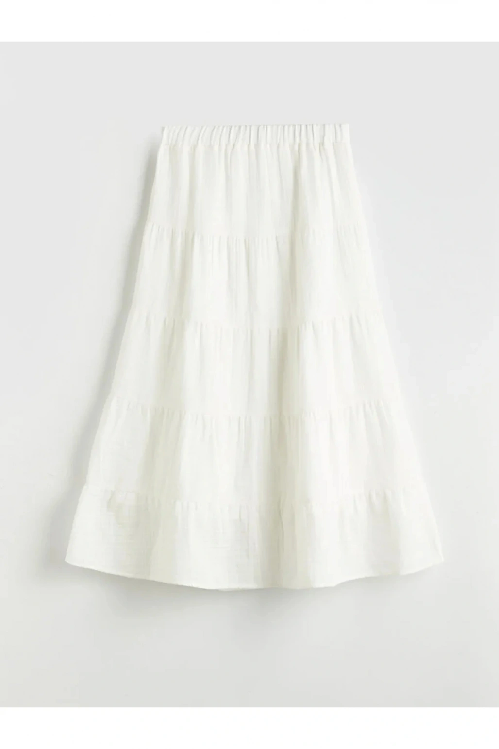 XSIDE Beyaz Beli Lastikli Katkat Etek