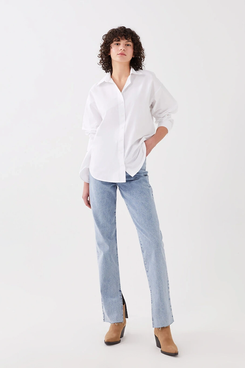 XSIDE Beyaz Poplin Kadın Gömlek