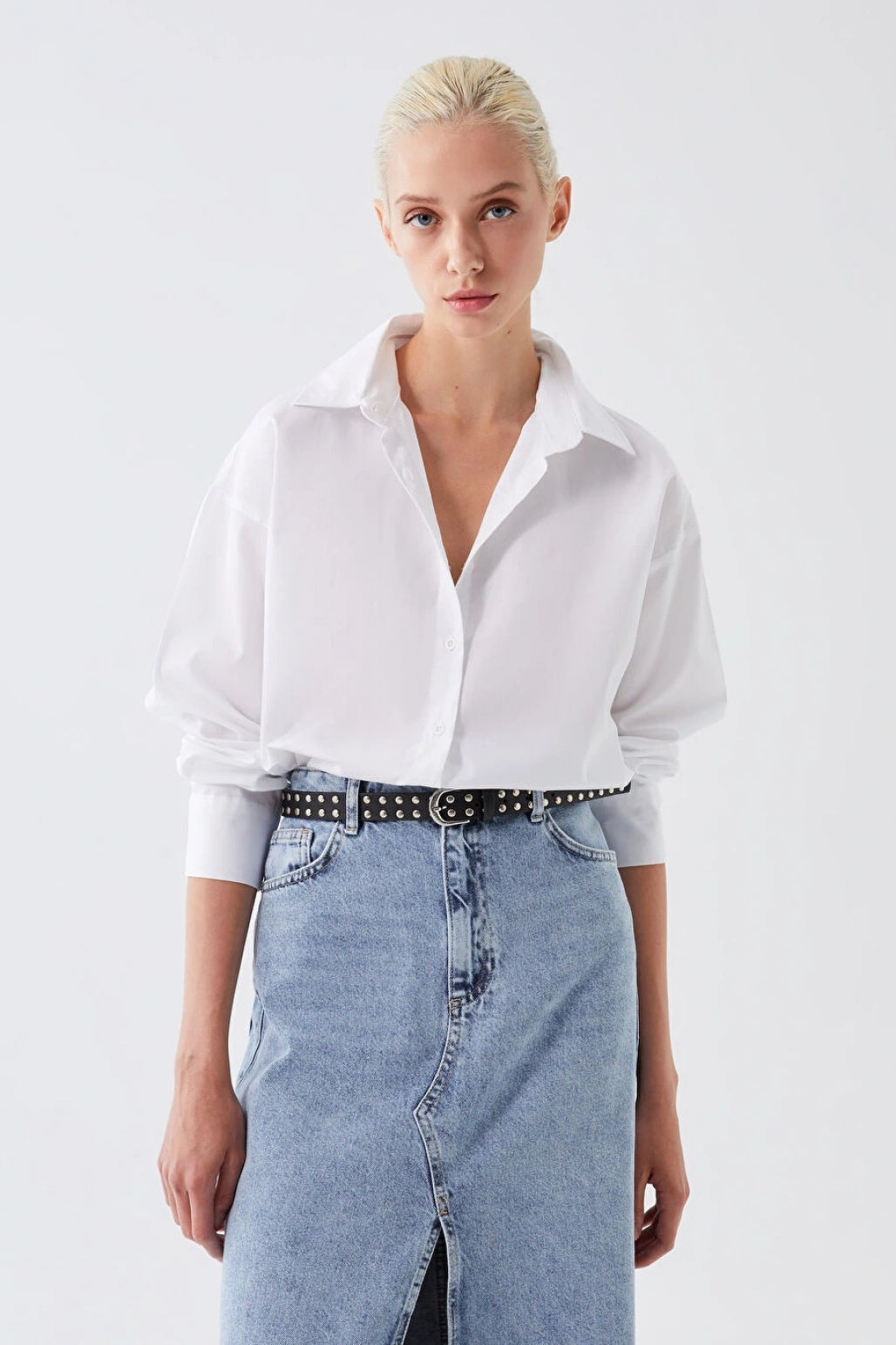 XSIDE Beyaz Poplin Kadın Gömlek