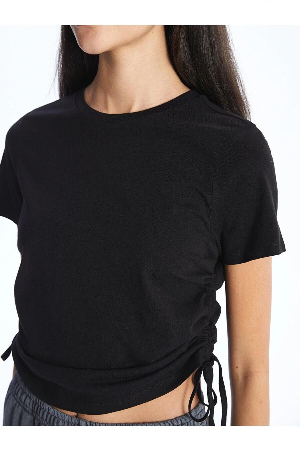 XSIDE Bisiklet Yaka Düz Kısa Kollu Kadın Tişört