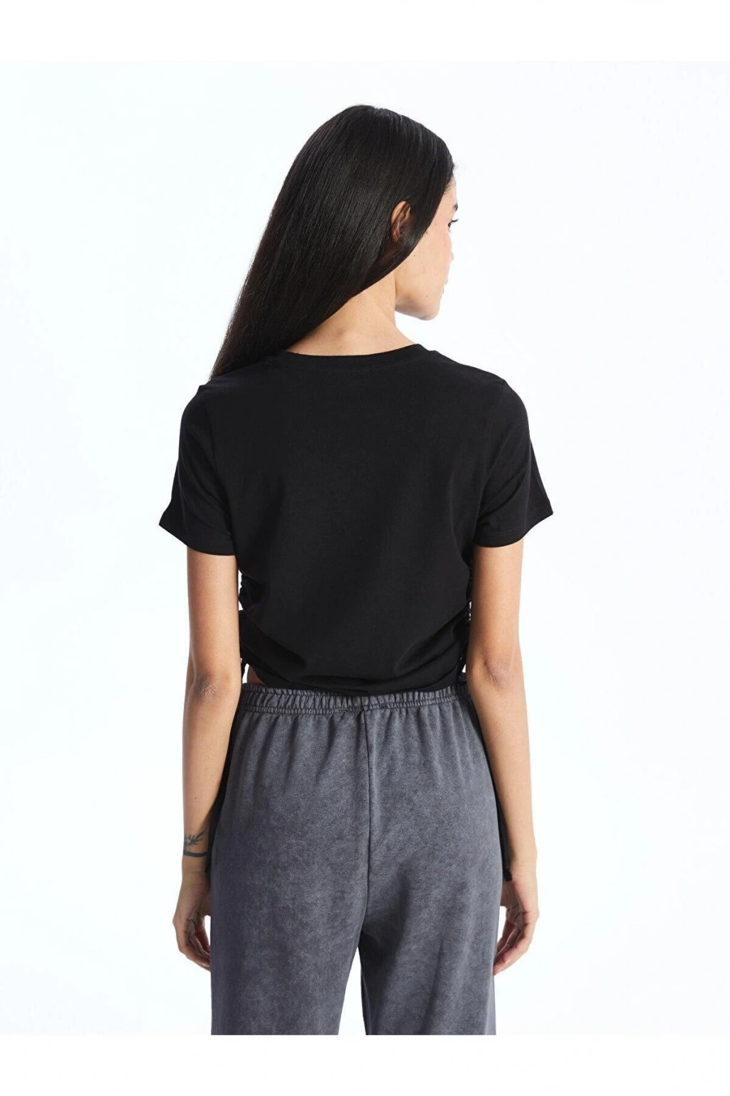 XSIDE Bisiklet Yaka Düz Kısa Kollu Kadın Tişört