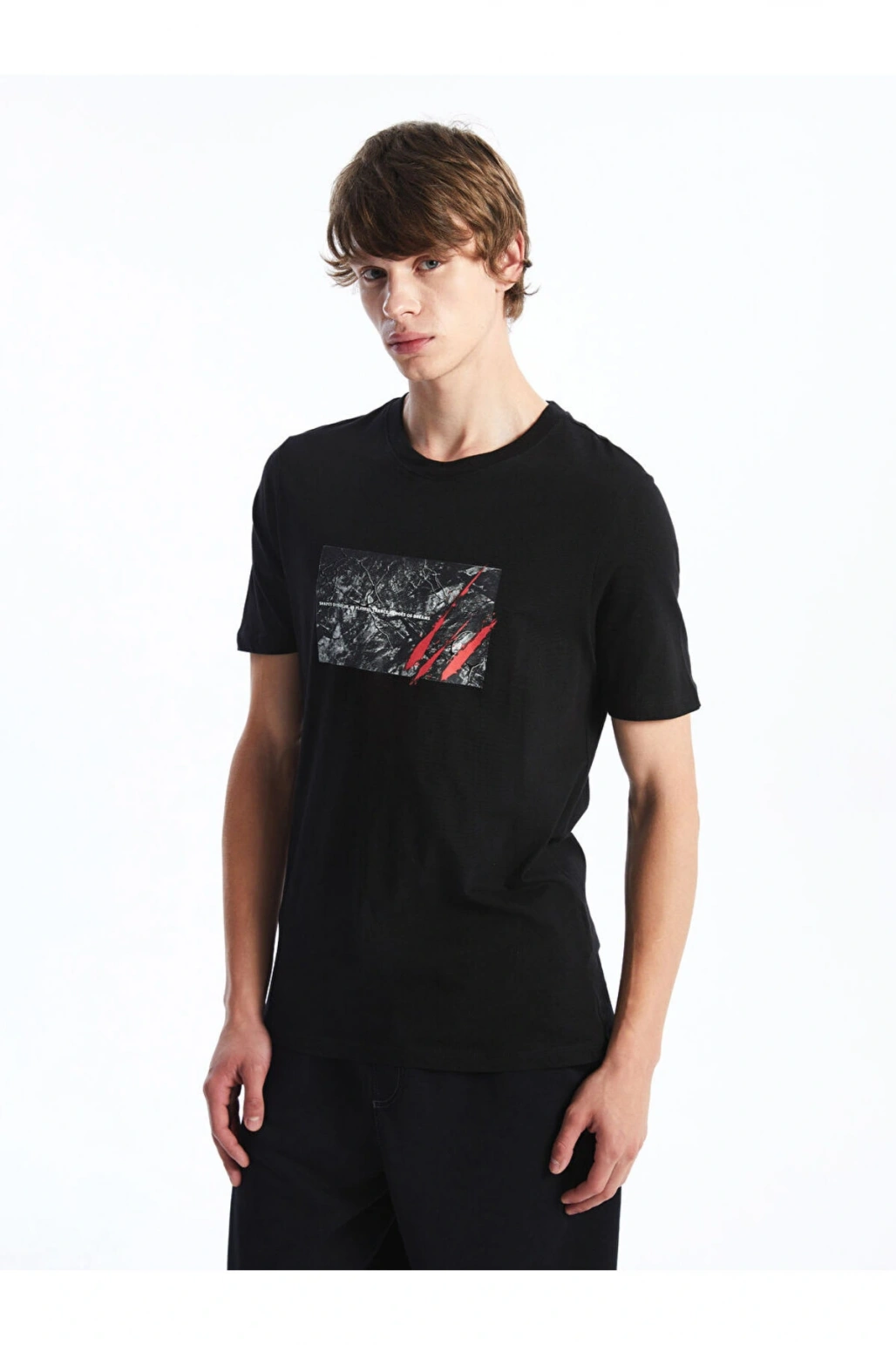 XSIDE Bisiklet Yaka Kısa Kollu Baskılı Penye Erkek Tişört