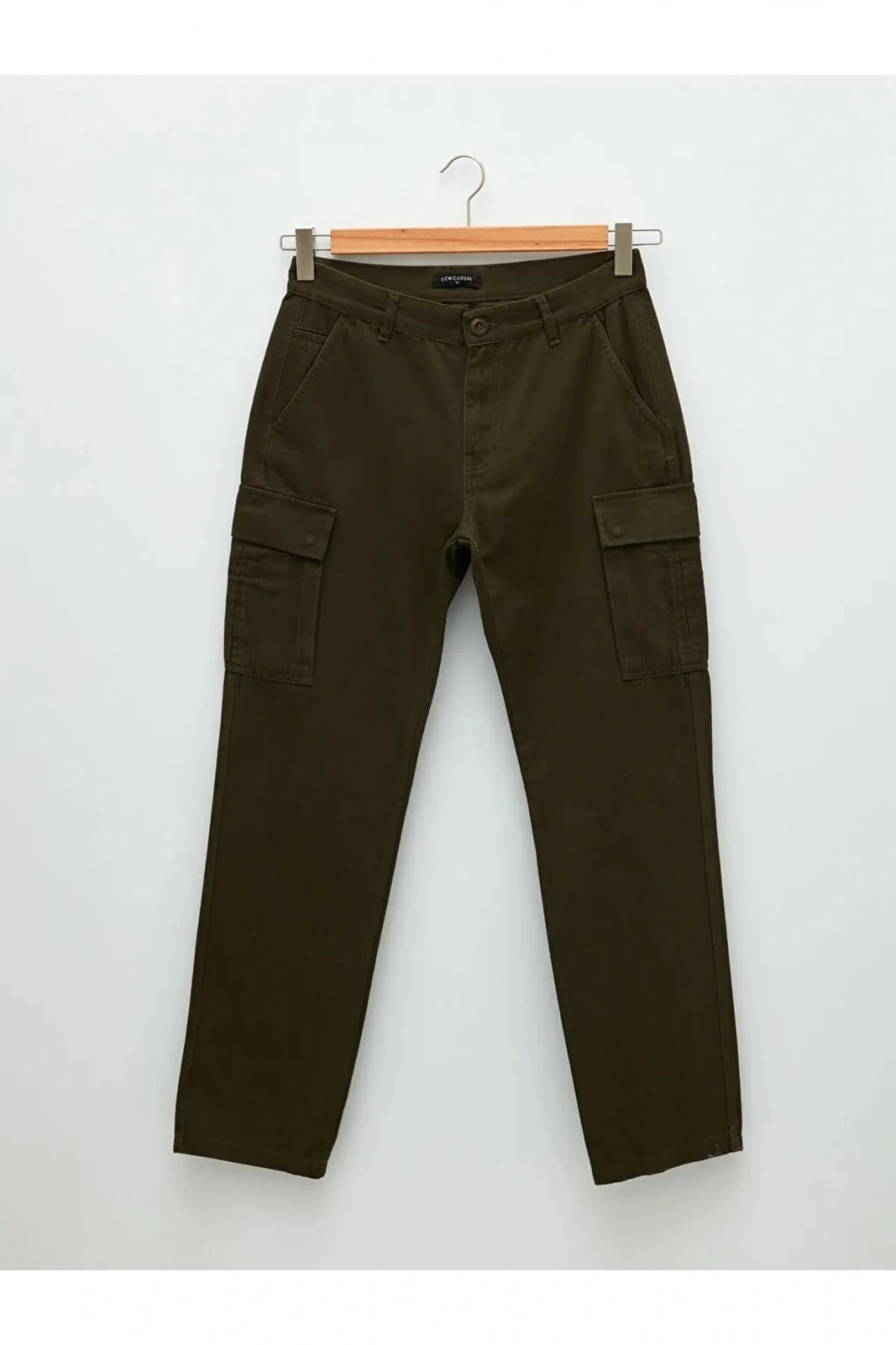 XSIDE Haki Standart Kalıp Gabardin Erkek Kargo Pantolon