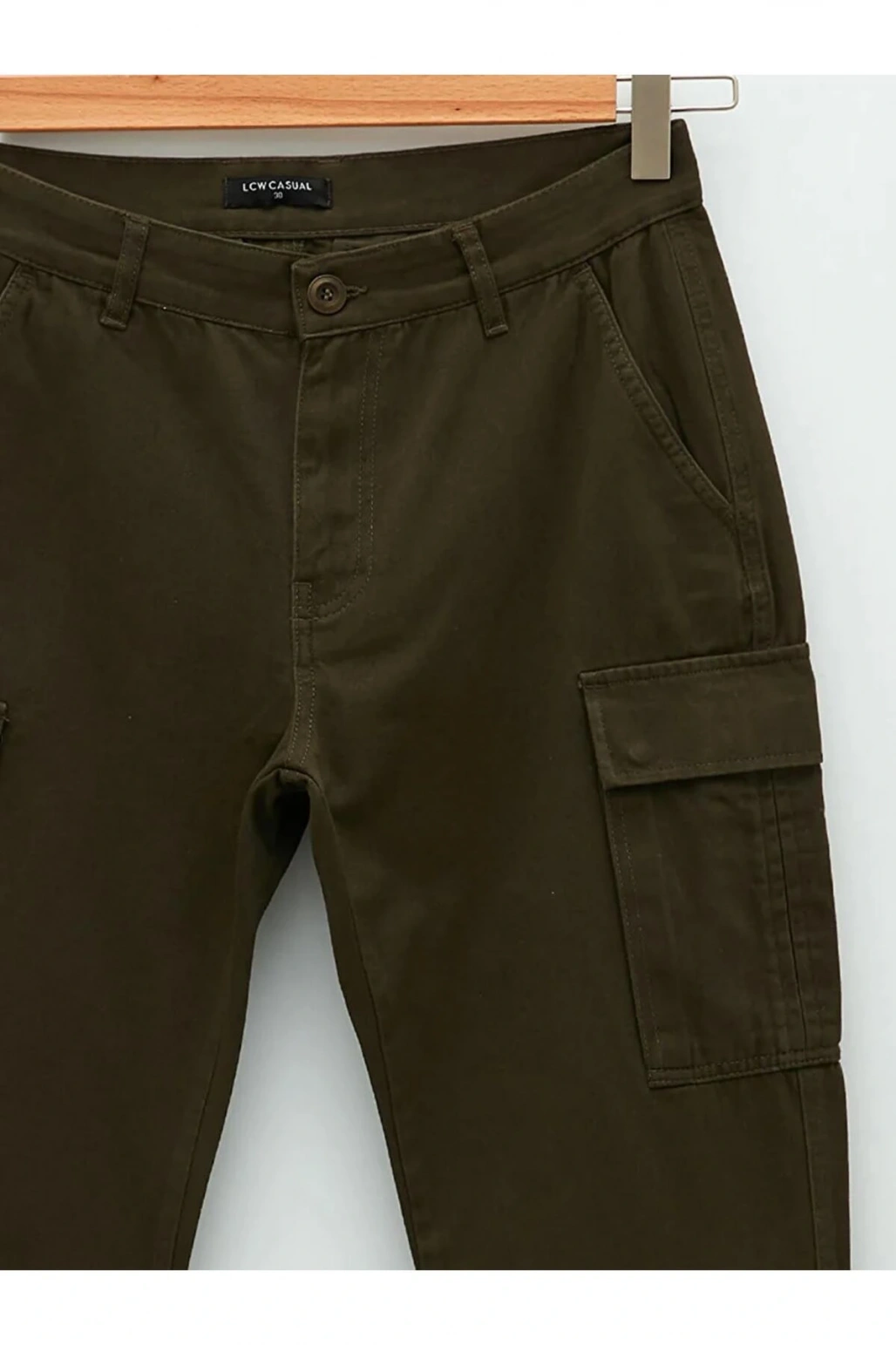 XSIDE Haki Standart Kalıp Gabardin Erkek Kargo Pantolon