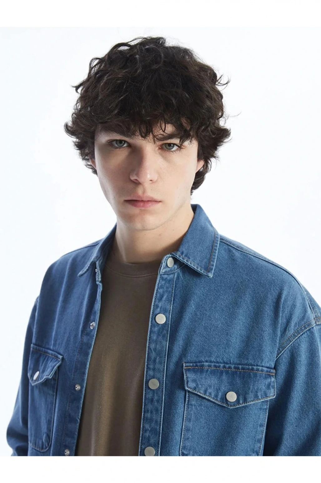 XSIDE İndigo Rahat Kalıp Uzun Kollu Erkek Jean Gömlek