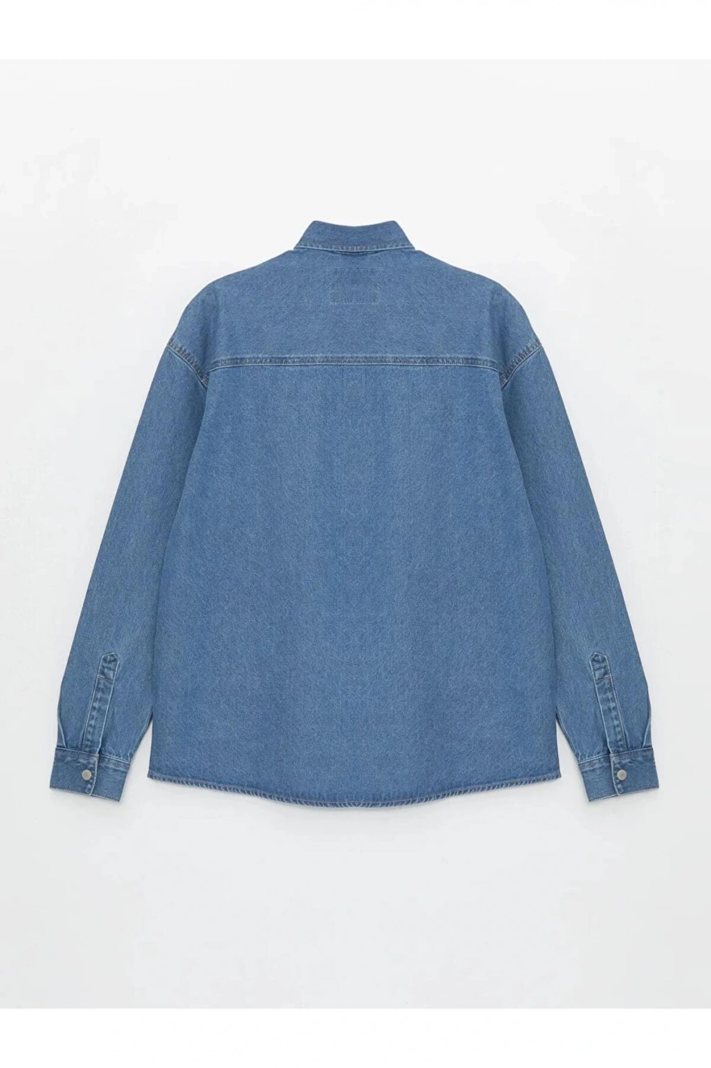 XSIDE İndigo Rahat Kalıp Uzun Kollu Erkek Jean Gömlek
