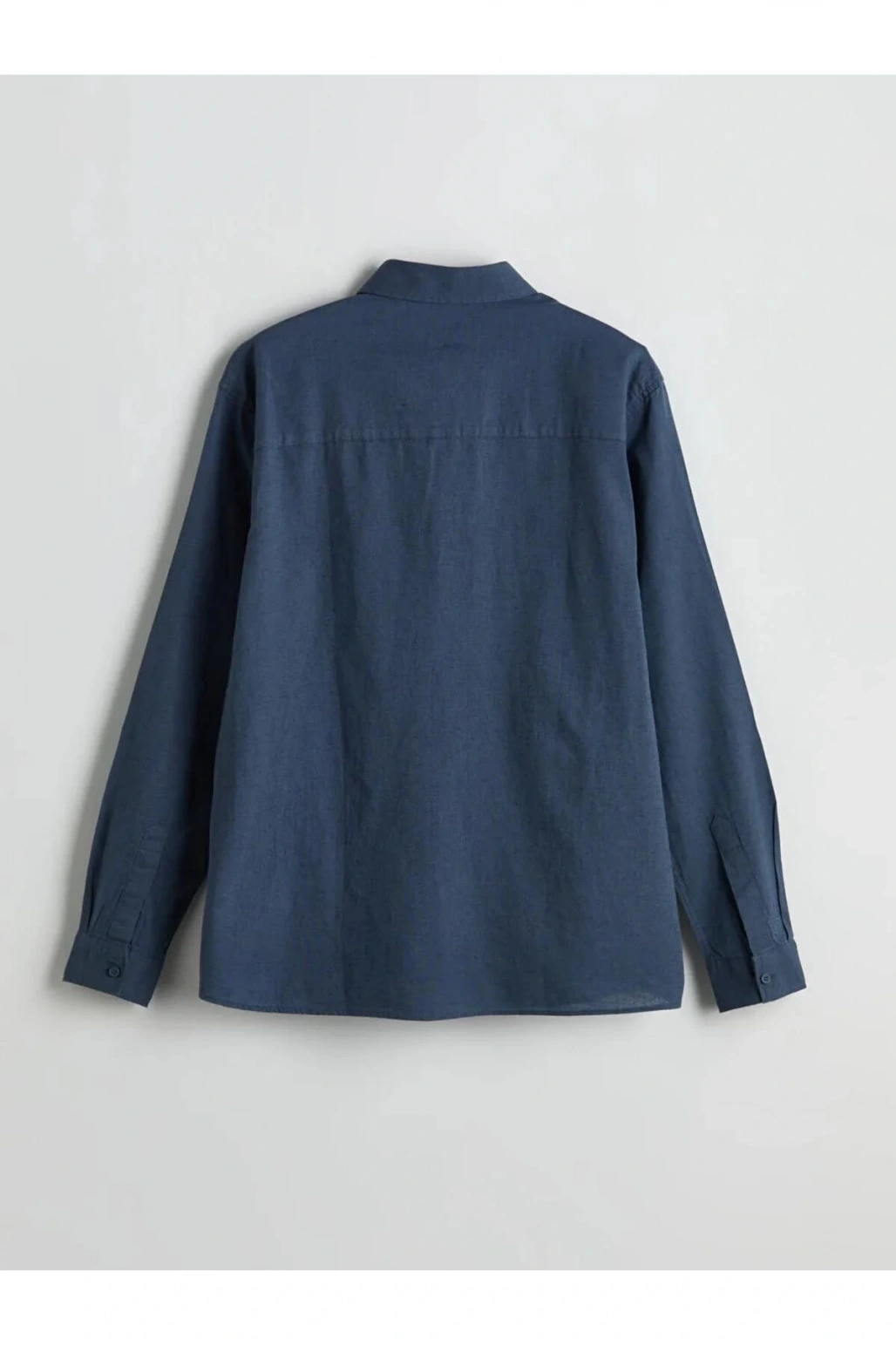 XSIDE Indigo Regular Fit Uzun Kollu Keten Karışımlı Erkek Gömlek