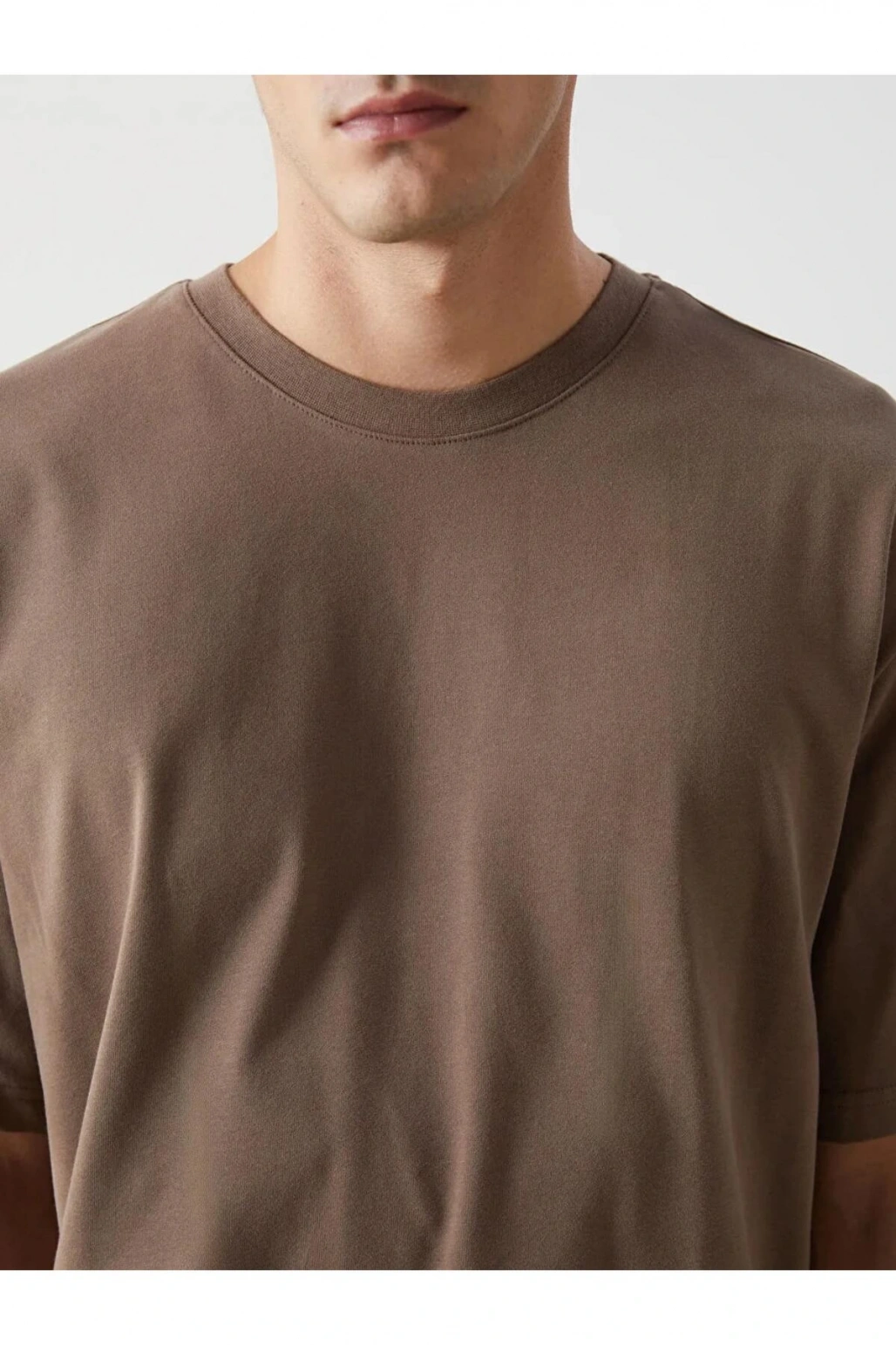 XSIDE Kahverengi Bisiklet Yaka Kısa Kollu Penye Erkek Tişört