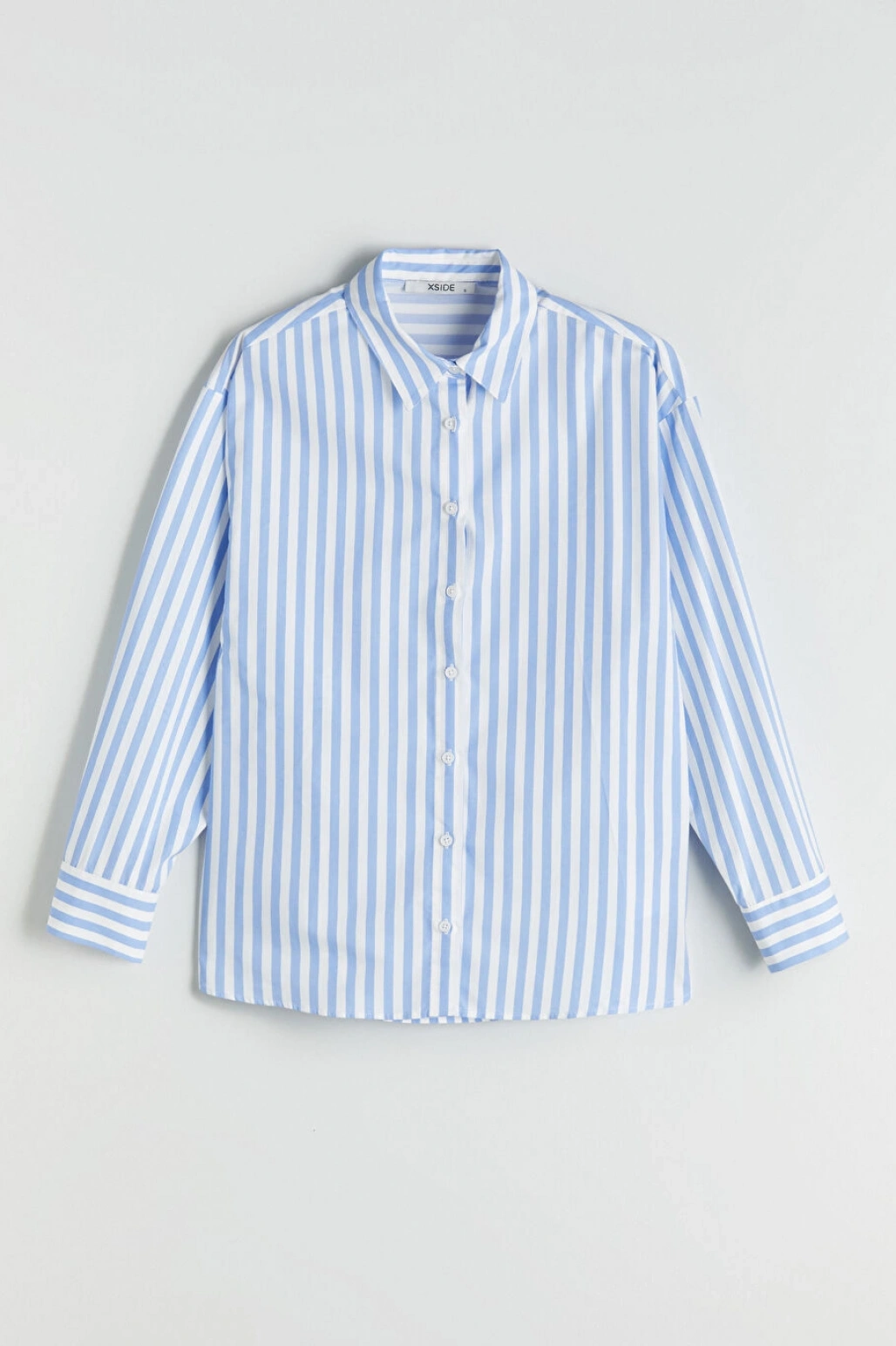 XSIDE Mavi Çizgili Oversize Poplin Kadın Gömlek