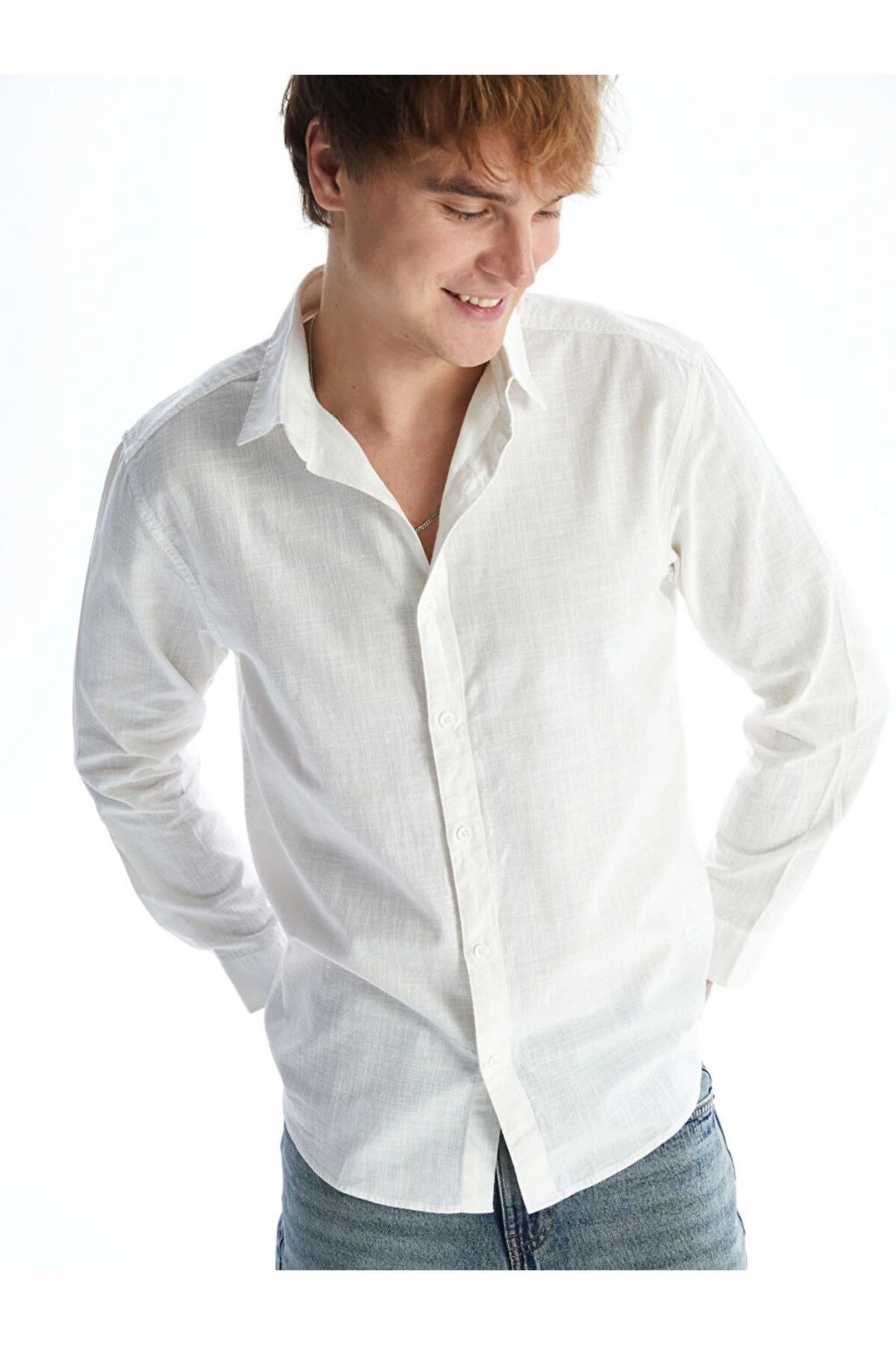 XSIDE Regular Fit Uzun Kollu Keten Karışımlı Erkek Gömlek