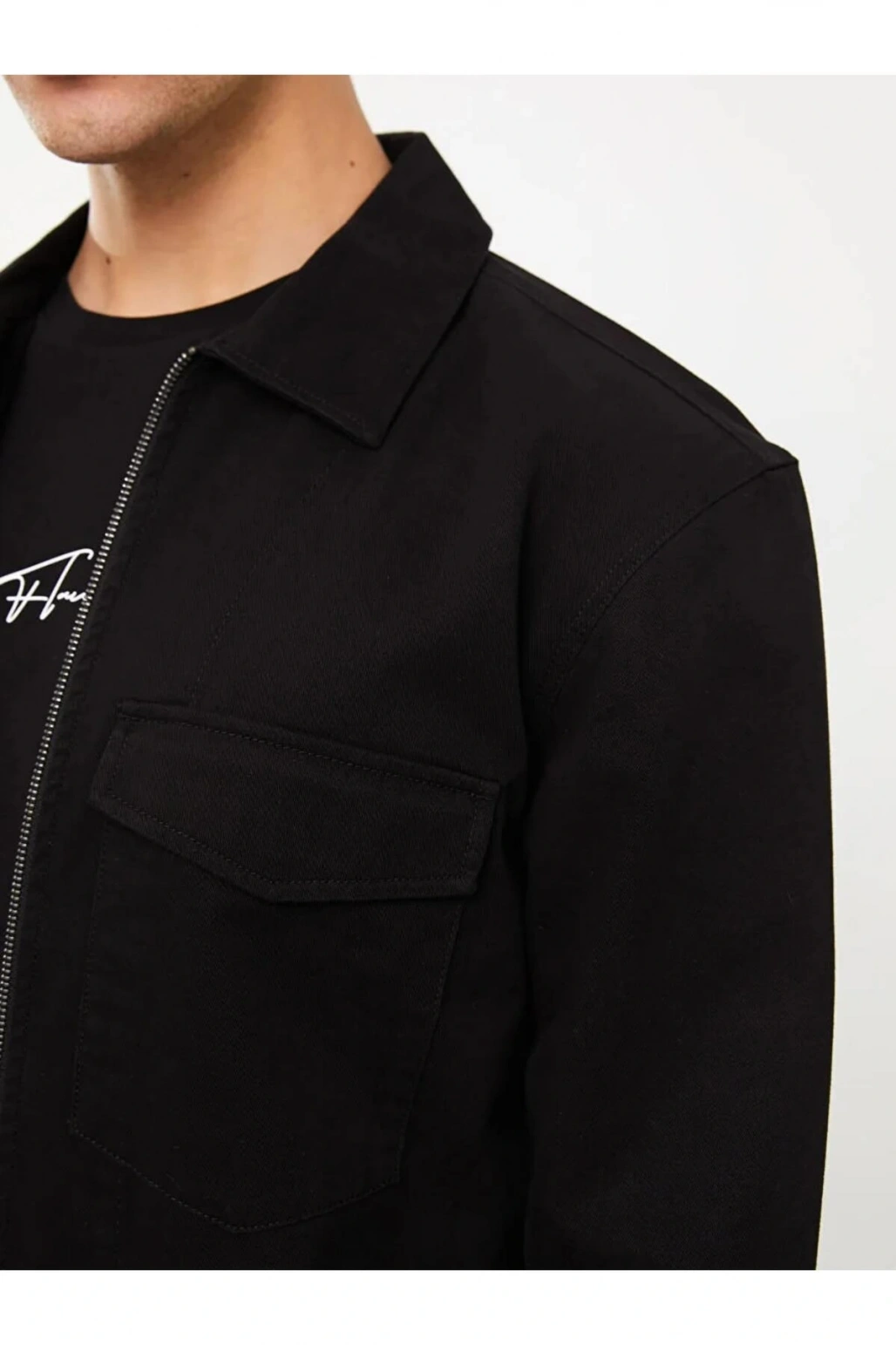 XSIDE Siyah Regular Fit Uzun Kollu Gabardin Erkek Gömlek Ceket