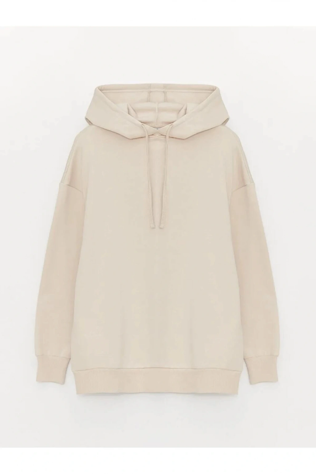 XSIDEBej Düz Oversize Kadın Kalın Hoodie