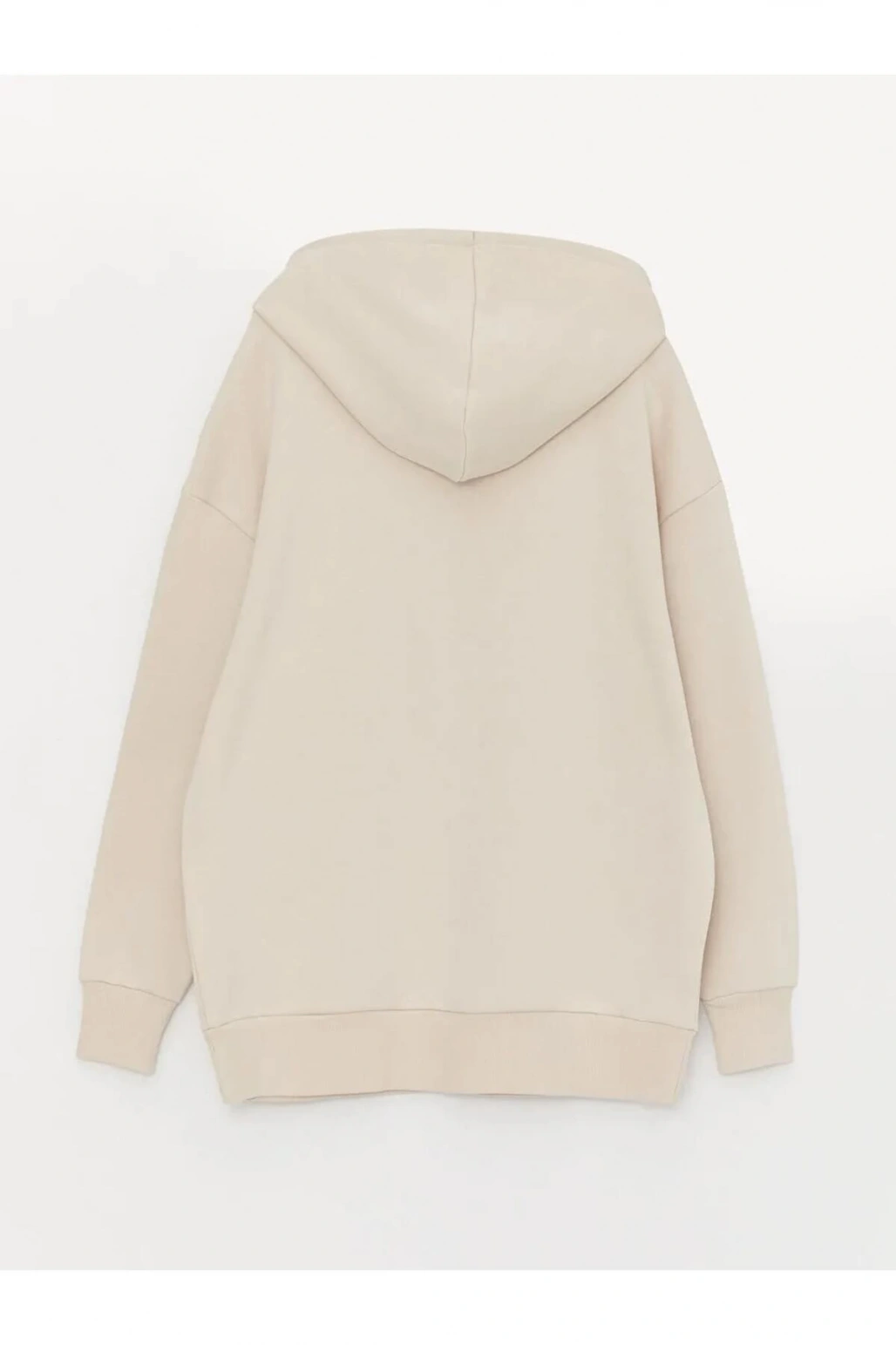 XSIDEBej Düz Oversize Kadın Kalın Hoodie
