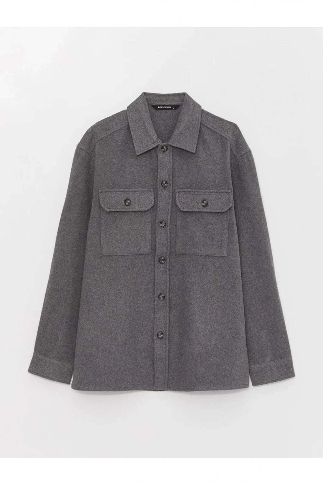 XSIDEGri Rahat Kalıp Uzun Kollu Erkek Oduncu Gömlek Ceket