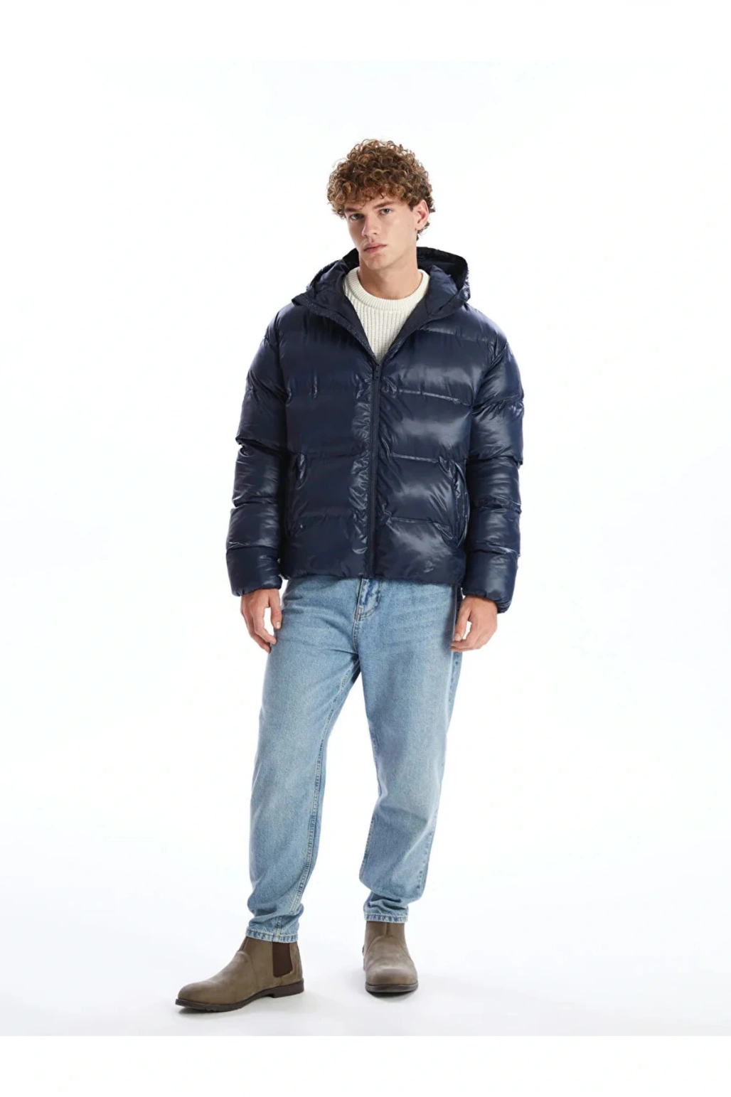 XSIDE Lacivert Standart Kalıp Kapüşonlu Erkek Şişme Mont