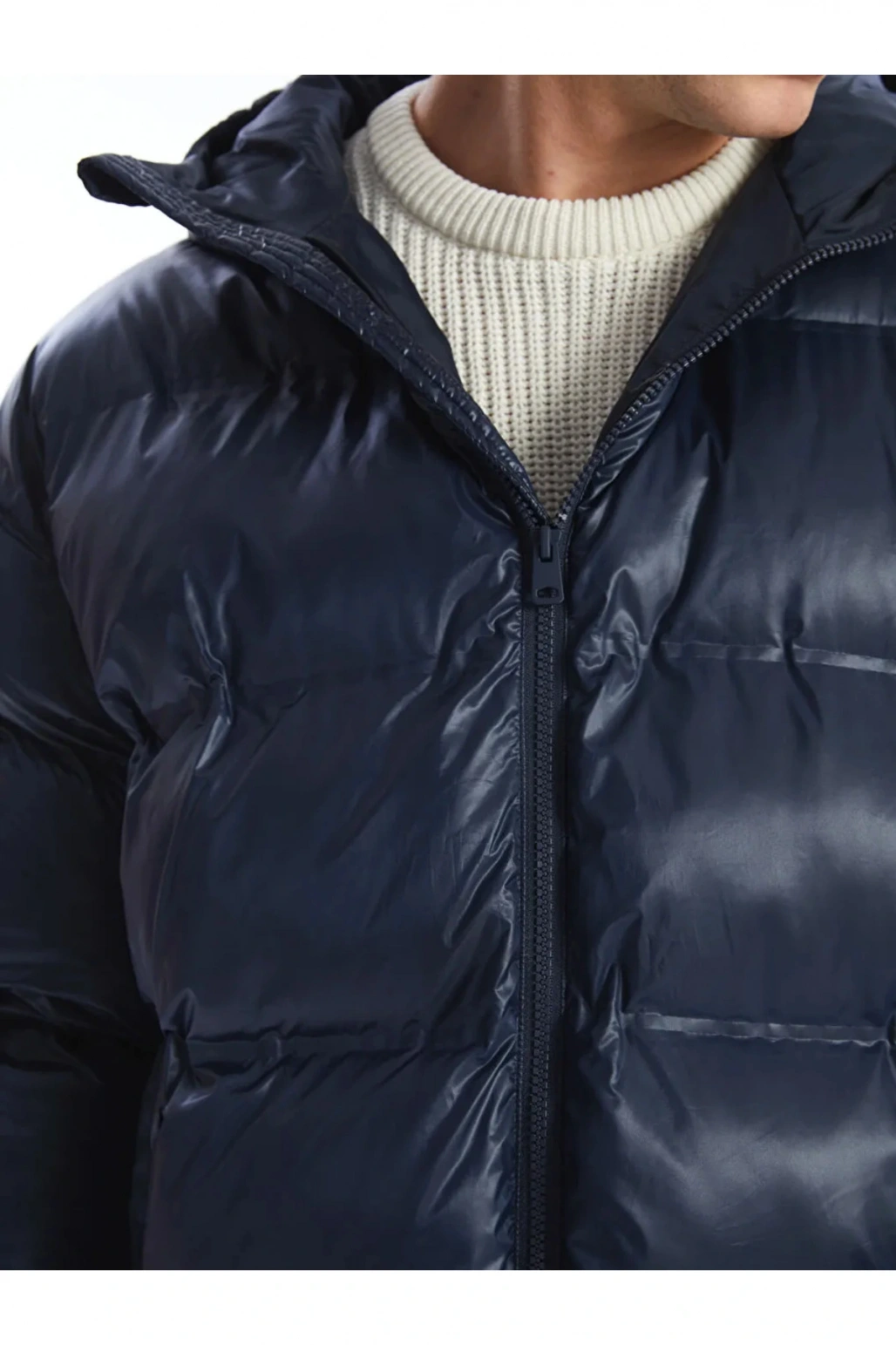 XSIDE Lacivert Standart Kalıp Kapüşonlu Erkek Şişme Mont