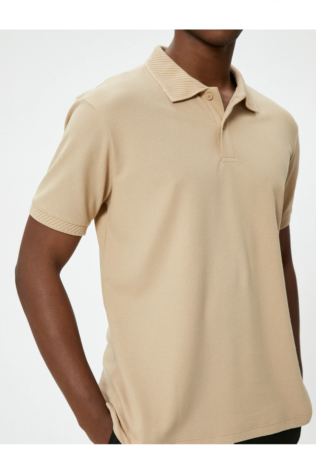 Yakalı Tişört Düğmeli Slim Fit Kısa Kollu