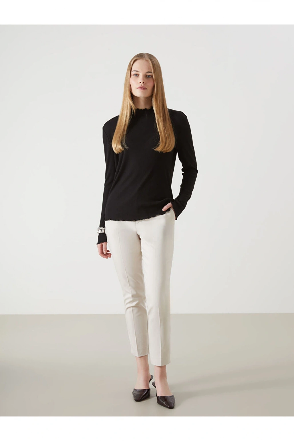 Yeni Sezon Beli Lastikli Dar Fit Kadin Pantolon - S5IK82Z8