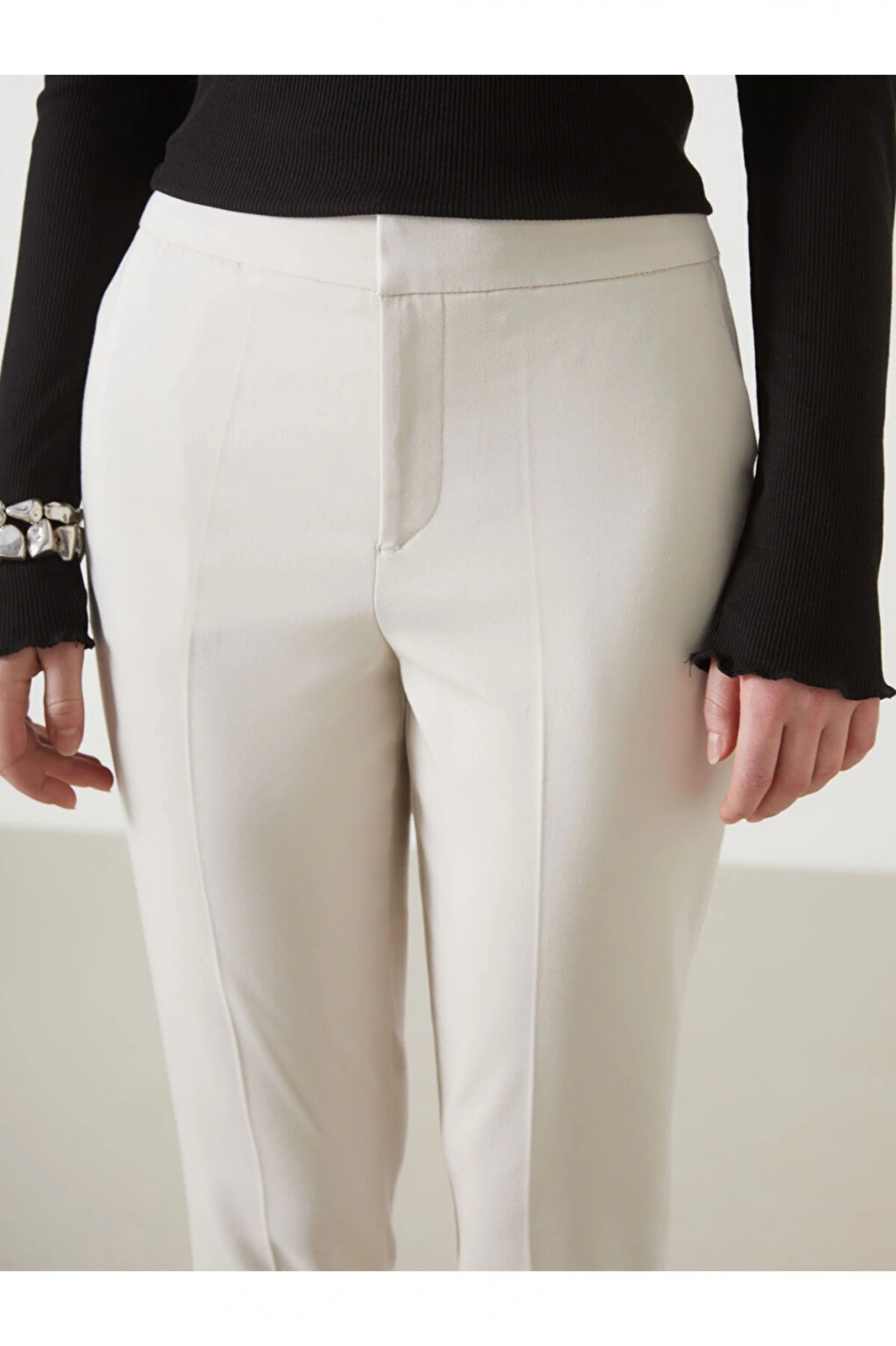 Yeni Sezon Beli Lastikli Dar Fit Kadin Pantolon - S5IK82Z8