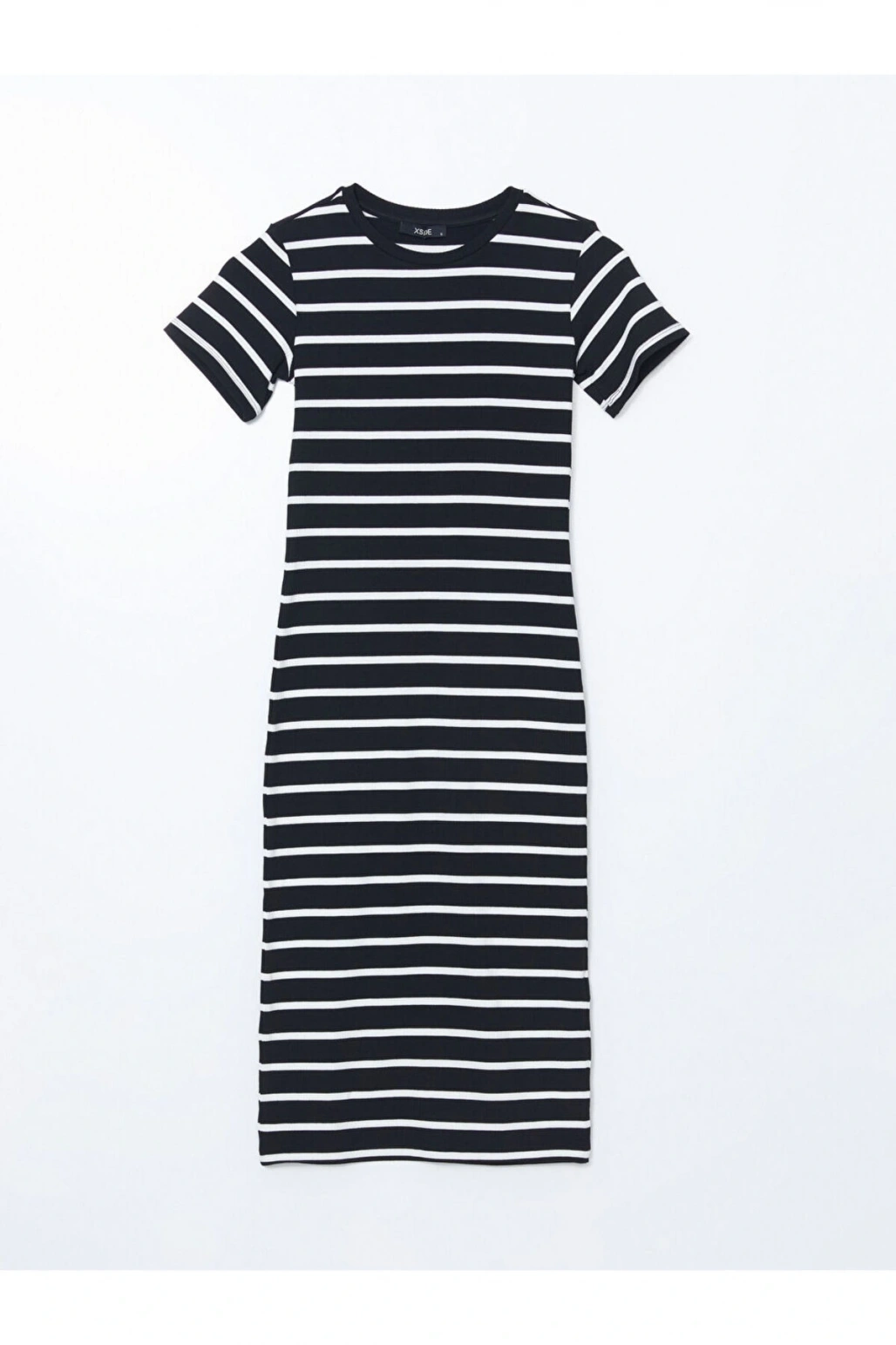 Yeni Sezon Bisiklet Yaka Cizgili Kadin Bodycon Elbise - S5GP52Z8