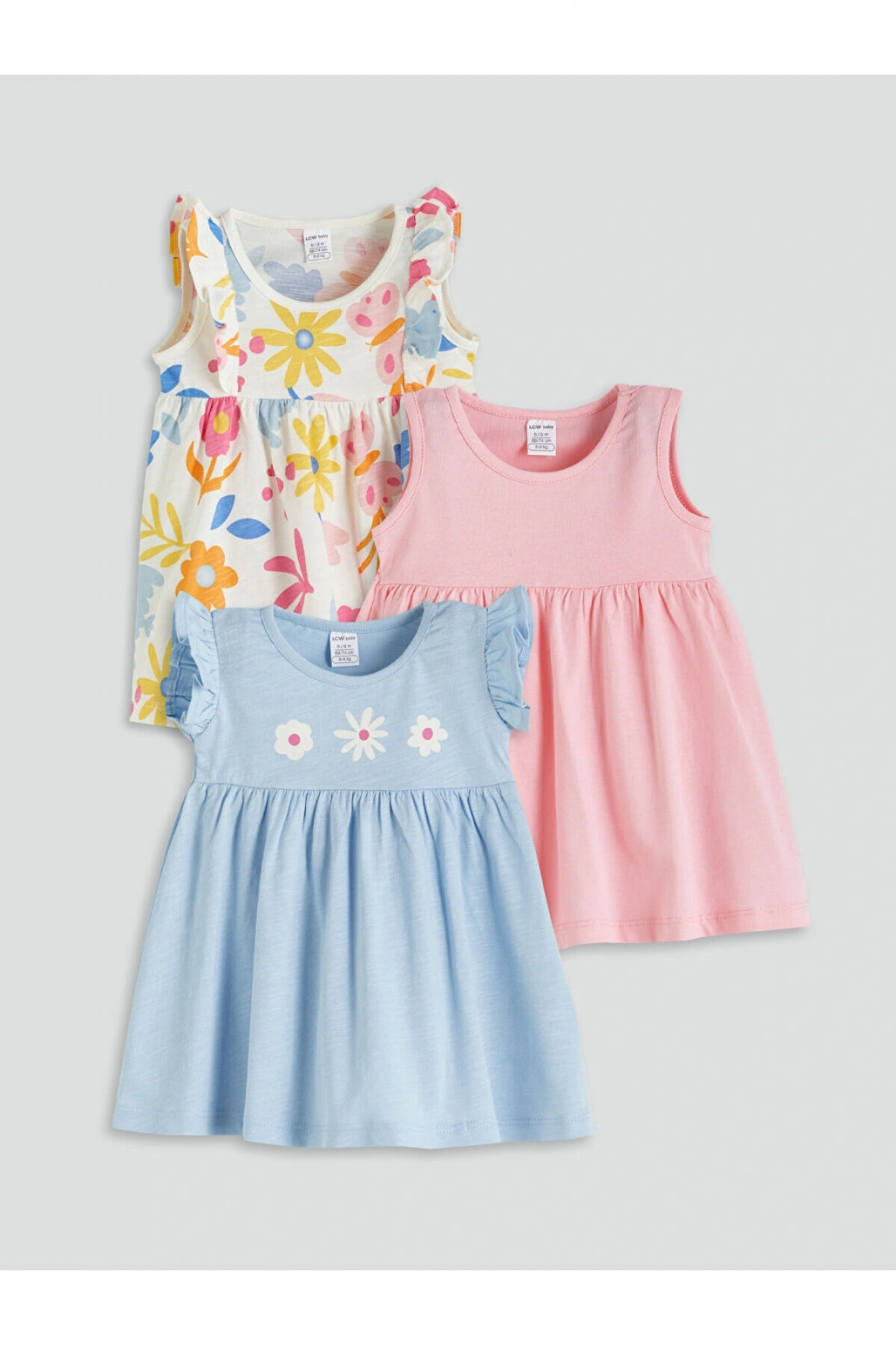 Yeni Sezon Bisiklet Yaka Kiz Bebek Penye Elbise 3lu - S5MI64Z1