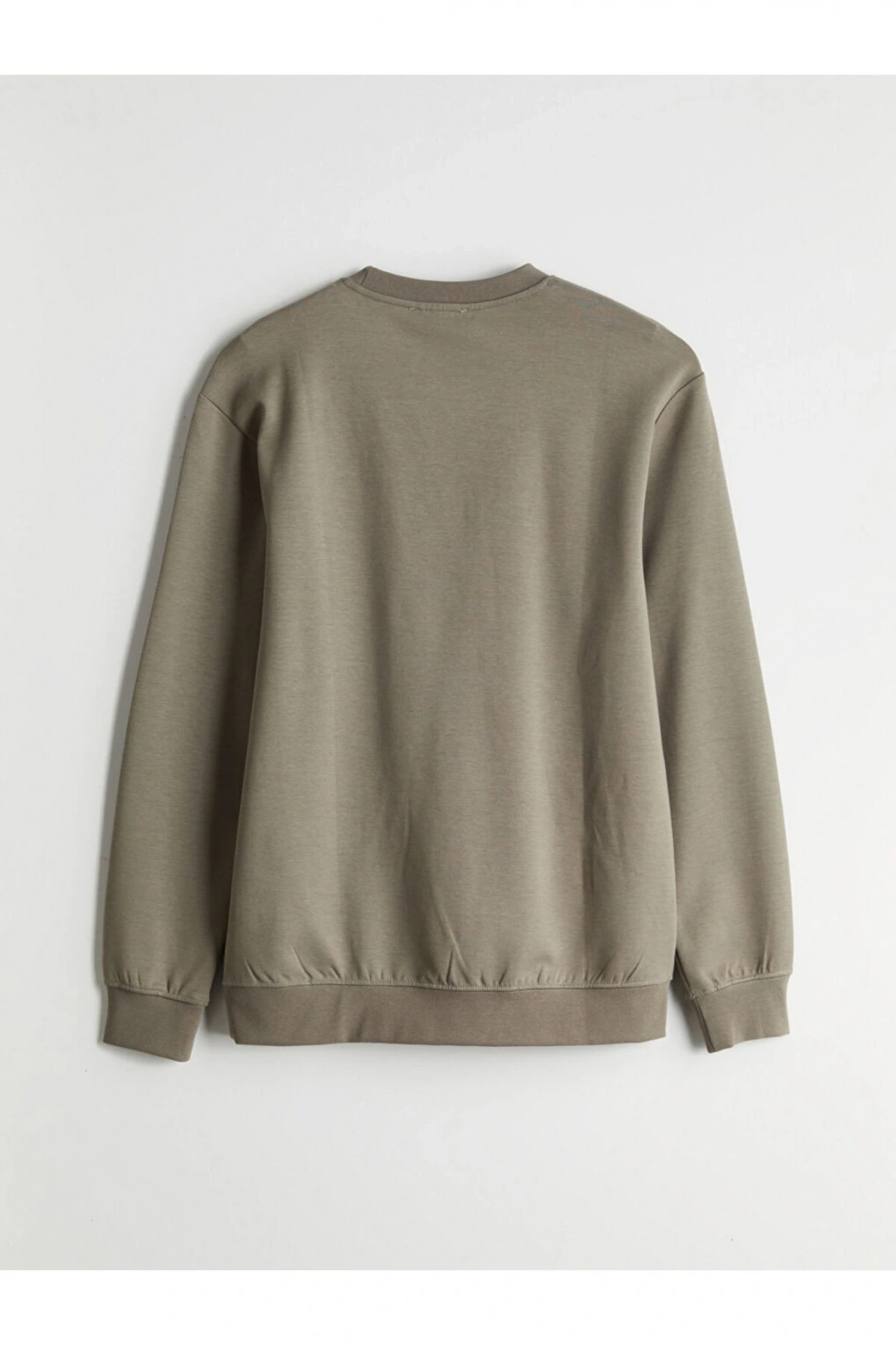 Yeşil Bisiklet Yaka Kabartmalı Erkek Sweatshirt