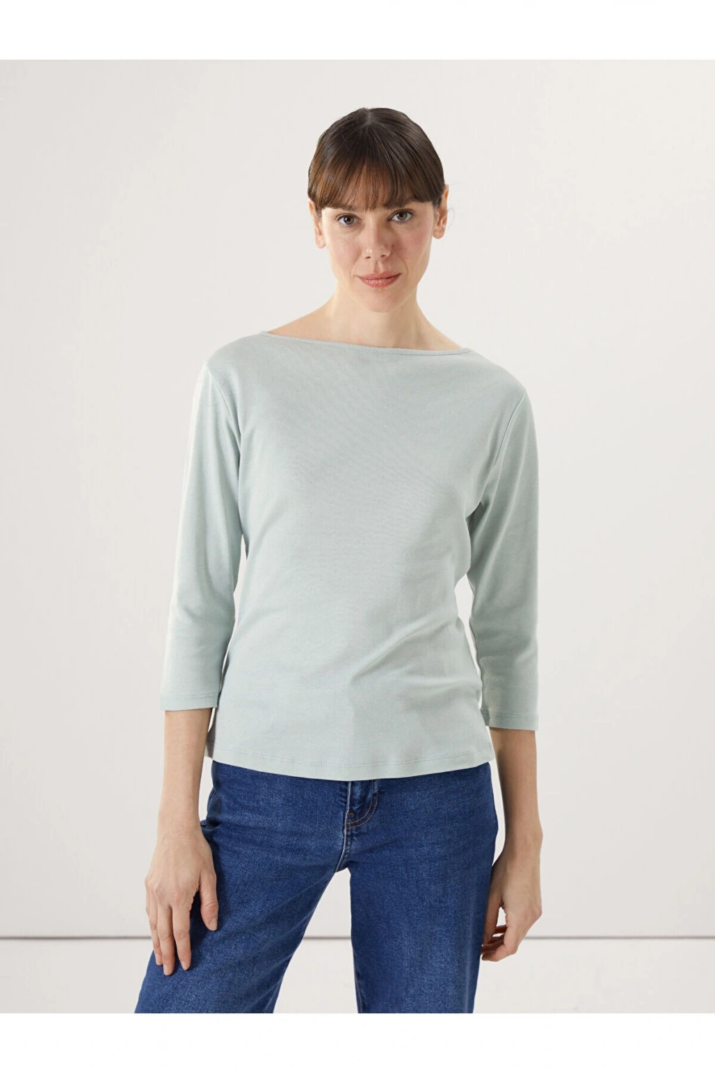 Yeşil Kayık Yaka Kadın Tişört