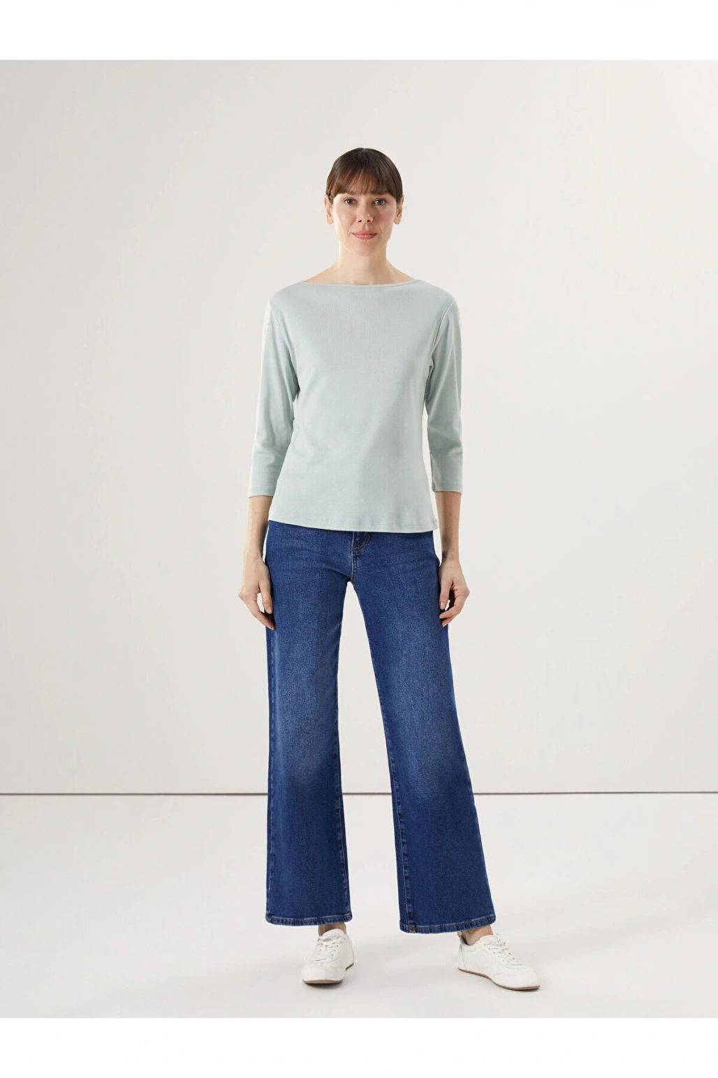 Yeşil Kayık Yaka Kadın Tişört