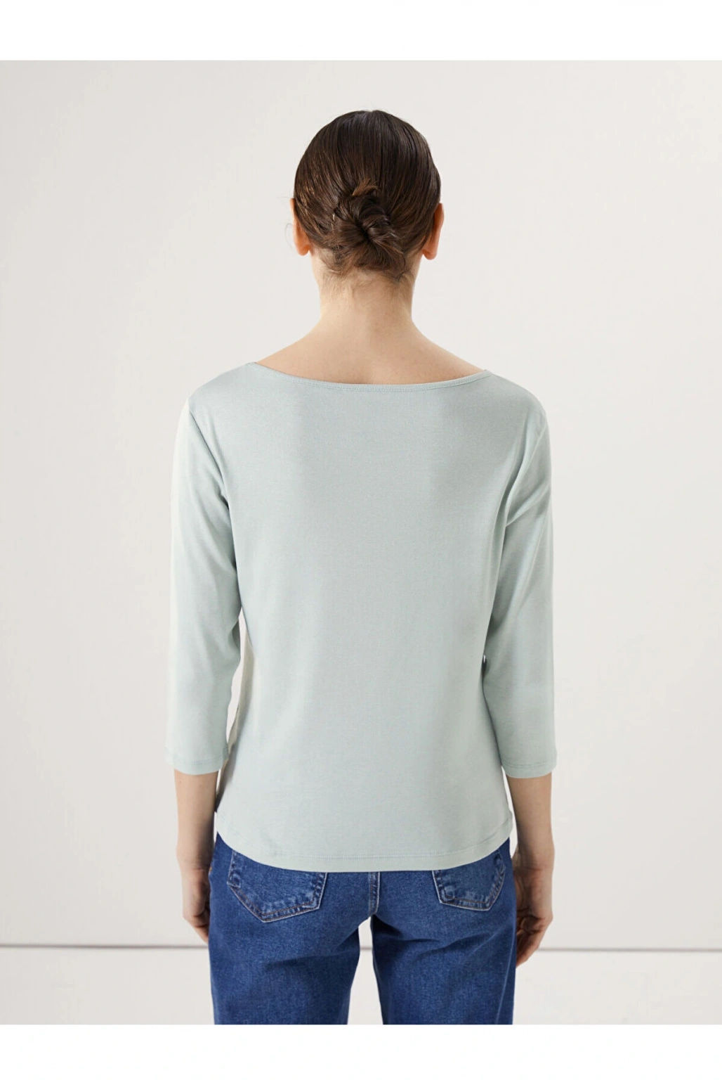 Yeşil Kayık Yaka Kadın Tişört